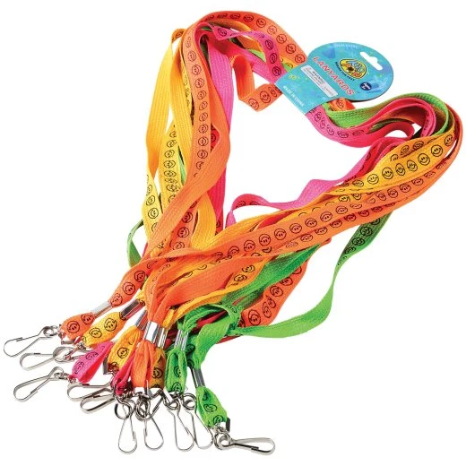 Smiley Face Lanyards – Assorted Neon Colors (Set of 12) - Image 2
