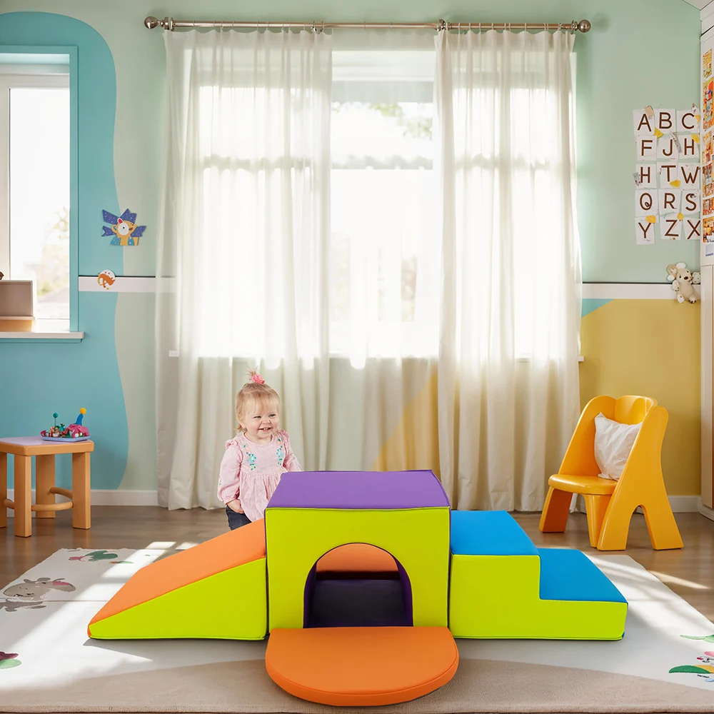 Single Tunnel Plus Climber | Foam Indoor Playset with Slide, Tunnel & Stairs - Image 6