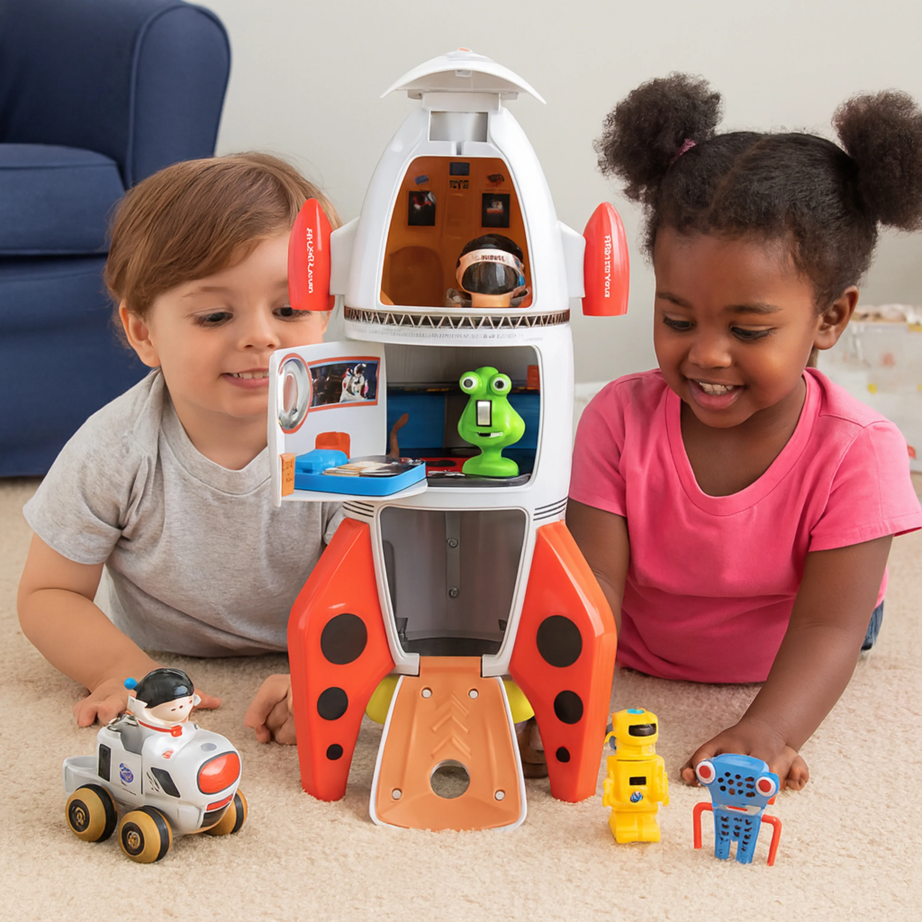 Space Mission Rocket Ship Playset with Sounds | 7-Piece Astronaut & Alien Adventure Set - Image 11