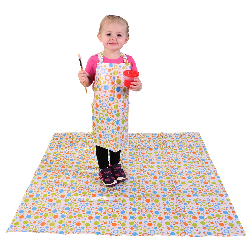 Durable Vinyl Splat Mat & Apron Set | Toddler Art Mess Protection - Image 2