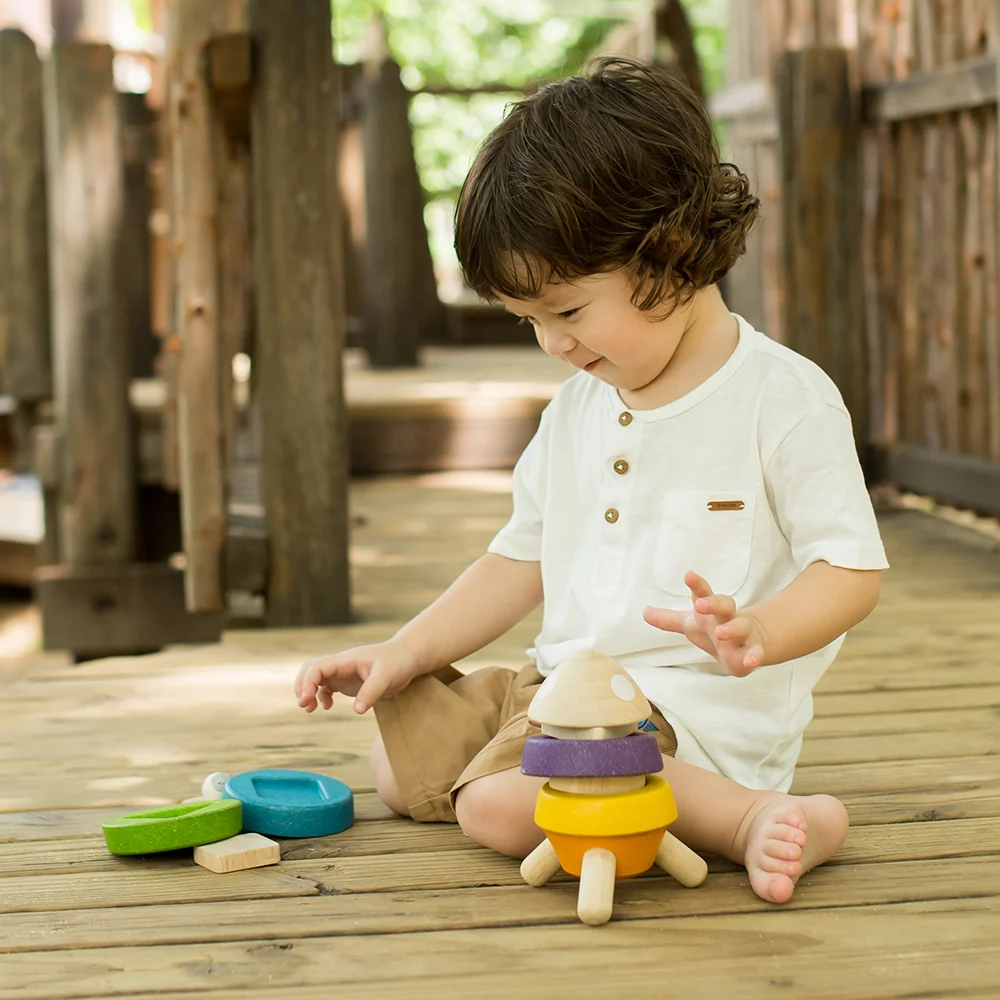 Eco-Friendly Stacking Rocket Toy | Learn Colors & Improve Coordination - Image 3