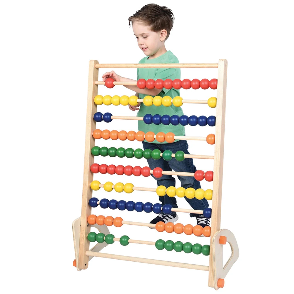 Jumbo Wooden Abacus Counting Frame | 100 Beads for Preschool Math Learning - Image 5