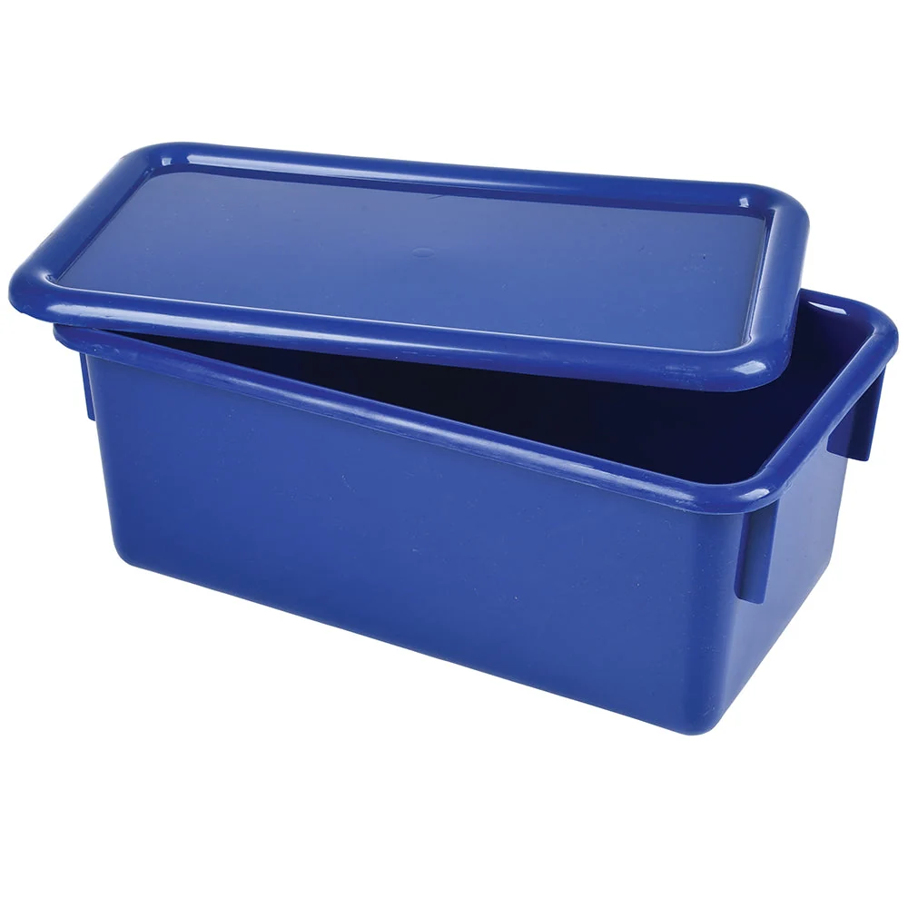 Classroom Storage Tote Bin Bundle | 6 Colorful & Clear Organizer Bins with Lids - Image 2