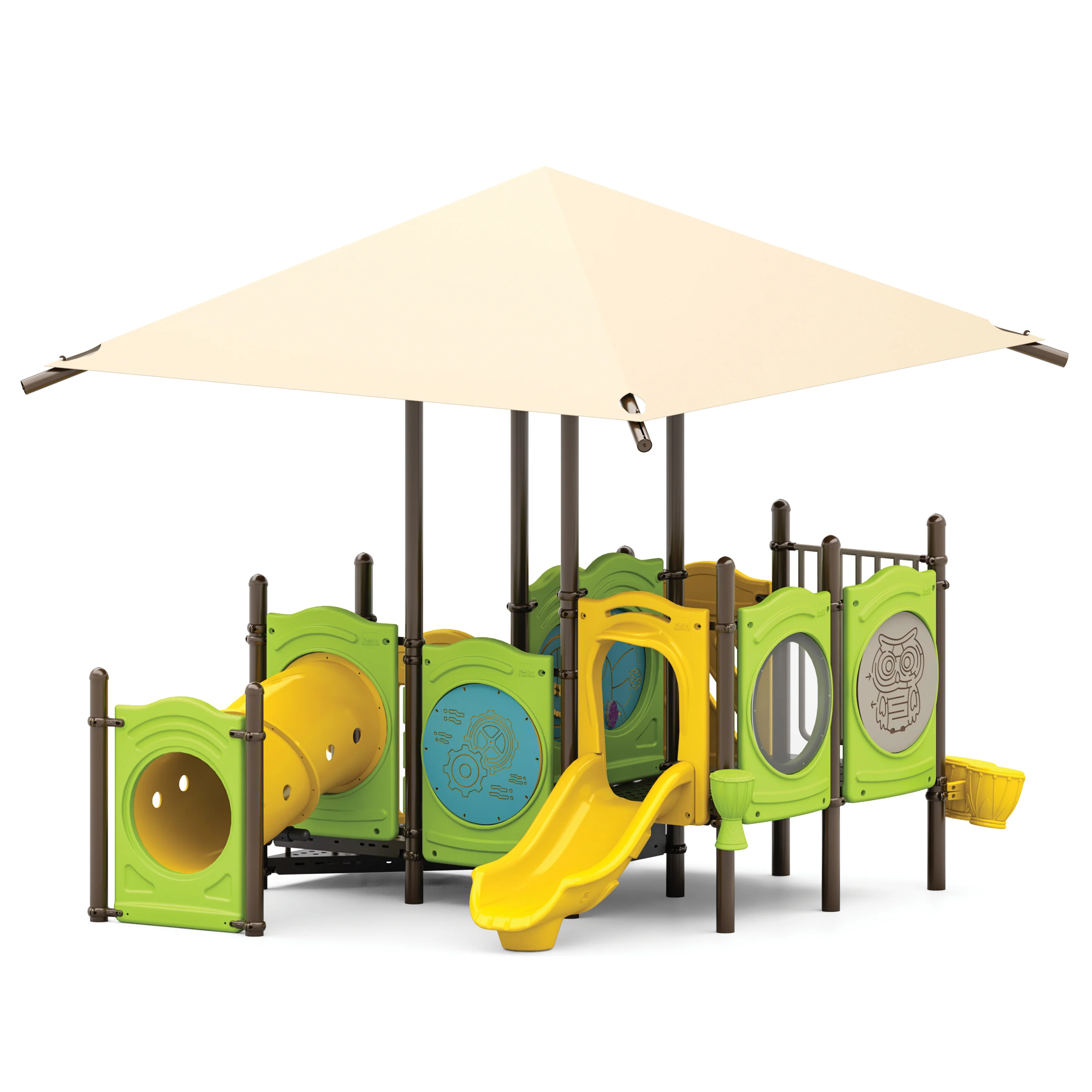 Sweet Pea Compact Toddler Playground | Playset with Built-In Shade and Activity Panels