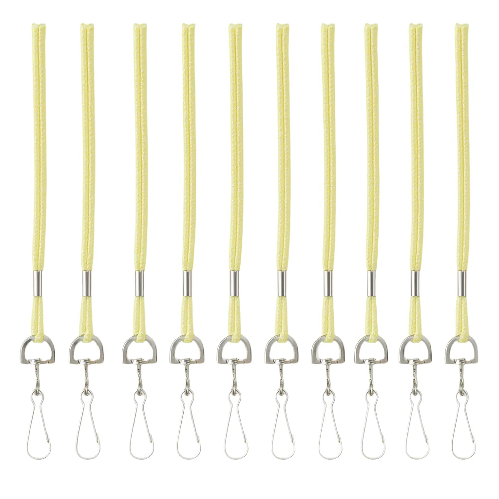 Set of 10 Yellow Nylon Lanyards with Swivel Clip – 36” Long