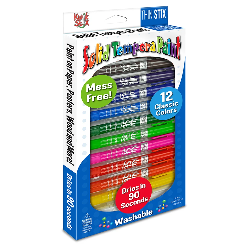 Kwik Stix ThinStix No-Mess Tempera Paint Set | 12 Classic Colors - Image 3