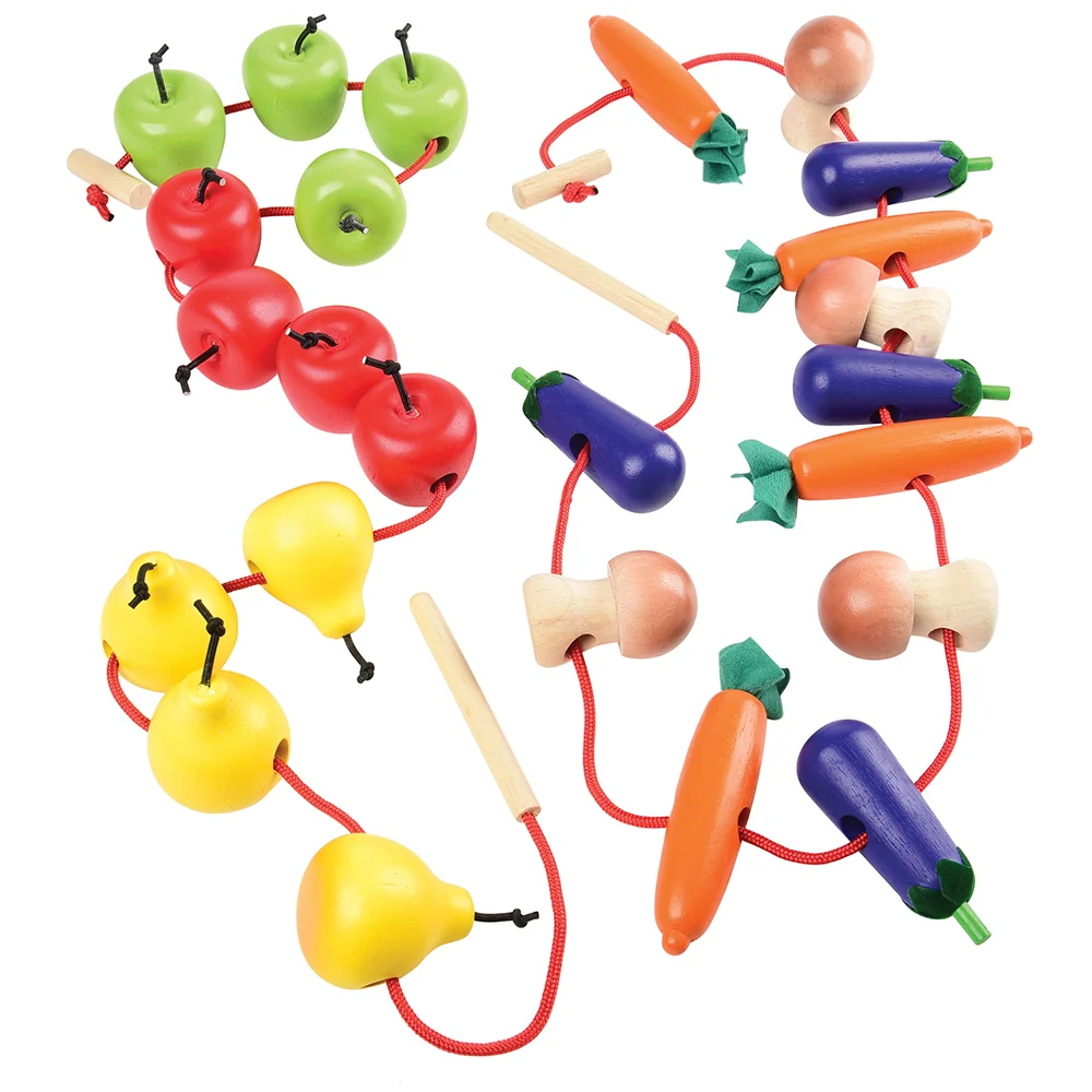 Interactive Fruit & Vegetable Threading Set | 24-Piece Lacing Activity for Fine Motor Skills & Early Learning - Image 3