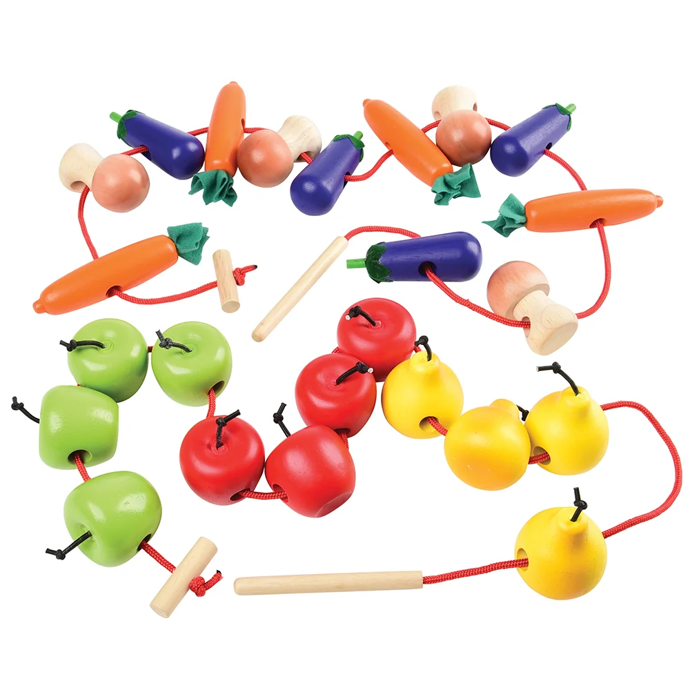 Interactive Fruit & Vegetable Threading Set | 24-Piece Lacing Activity for Fine Motor Skills & Early Learning - Image 4