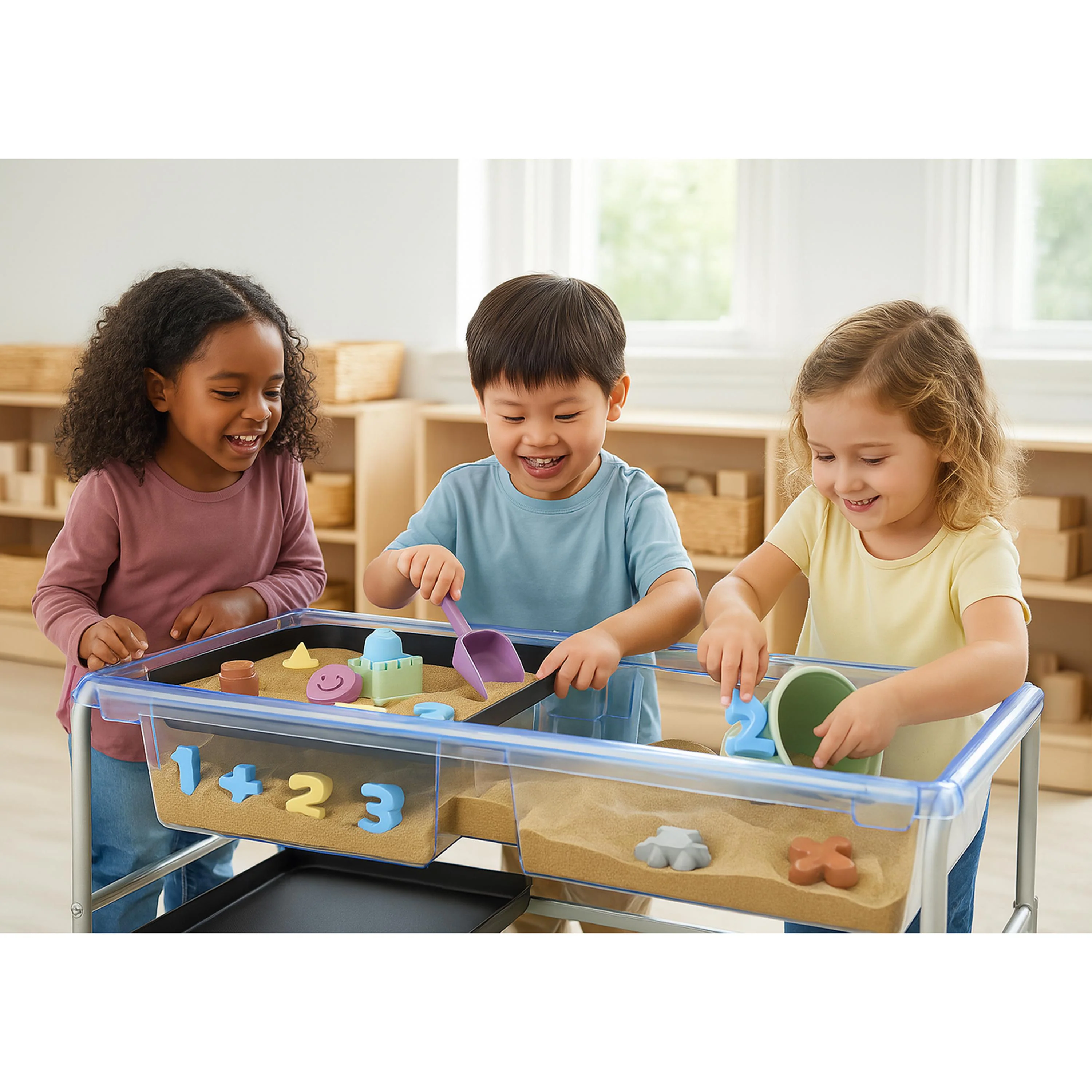 Toddler Clear-View Sand & Water Tray Set | Transparent Sensory Table with Stand & Lids - Image 2