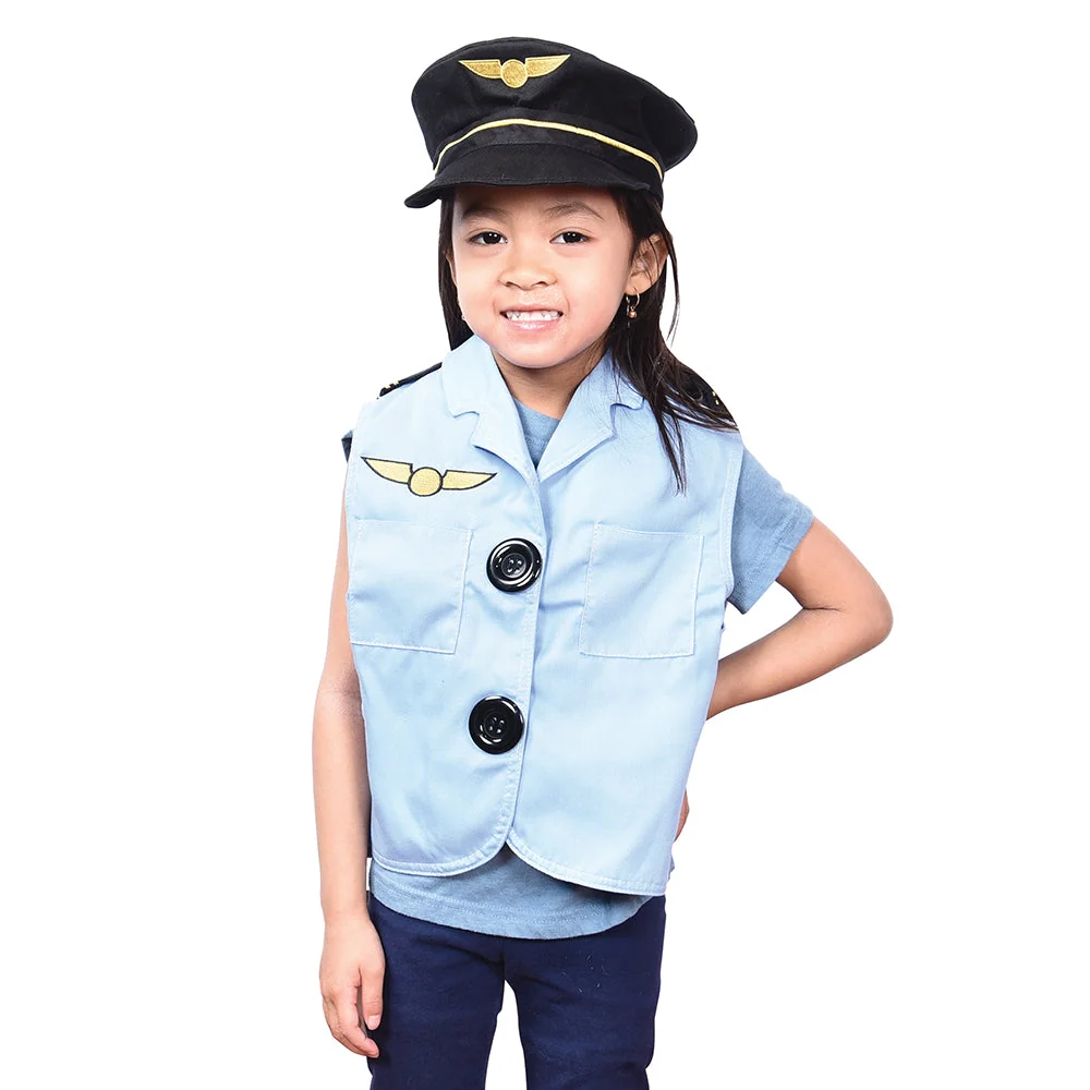 Toddler Pilot Role-Play Vest & Hat | Easy Slip-On with Hook & Loop Closures - Image 2