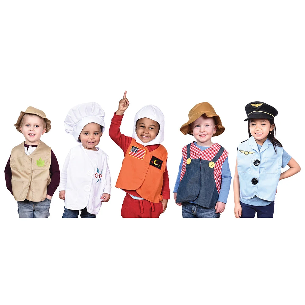 Toddler Dress-Up Vests & Hats Collection: Role-Play Set of 5 | Astronaut, Chef, Farmer, Nature Explorer & Pilot - Image 17