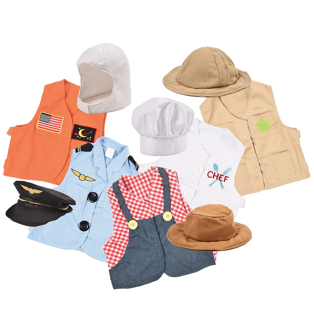 Toddler Dress-Up Vests & Hats Collection: Role-Play Set of 5 | Astronaut, Chef, Farmer, Nature Explorer & Pilot - Image 2