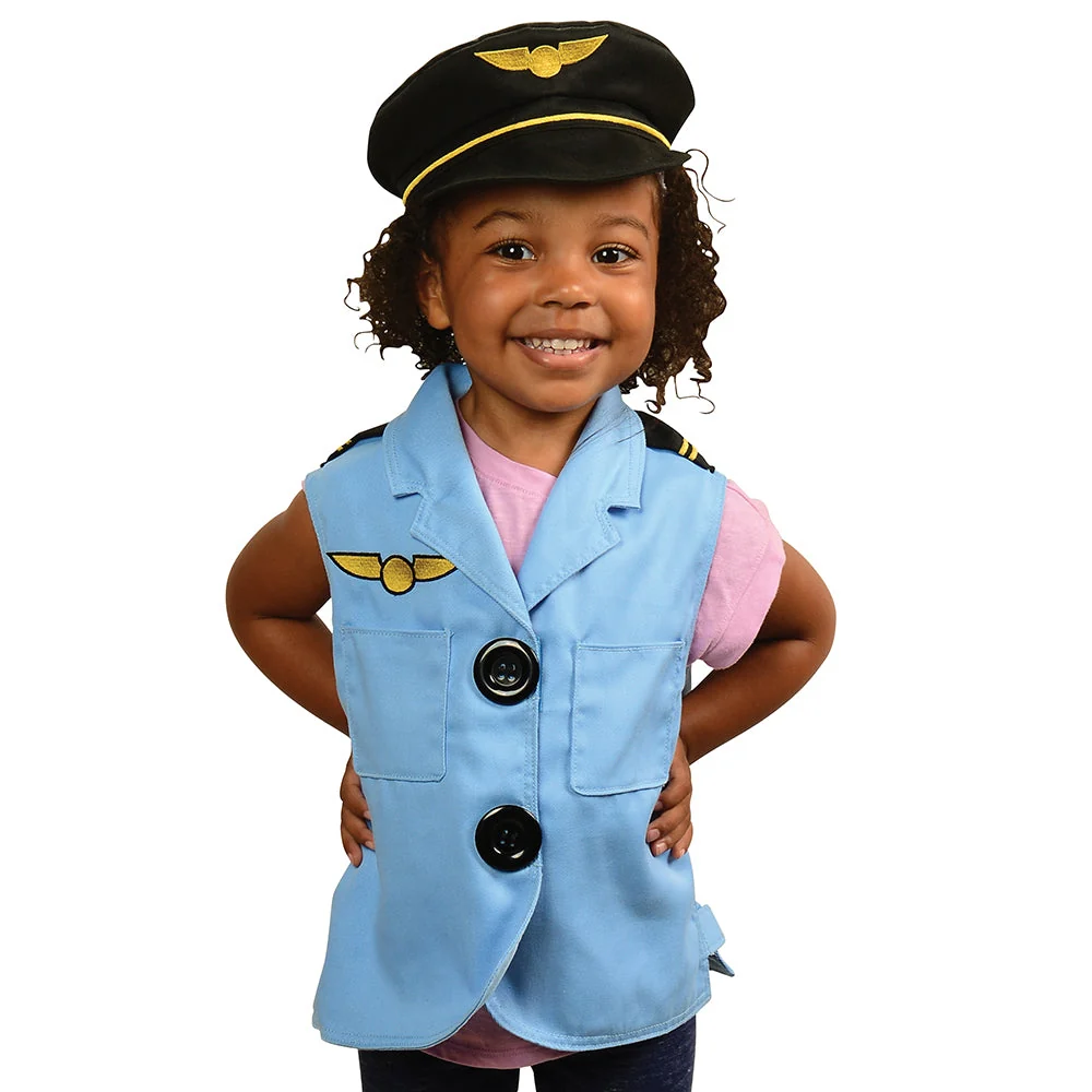 Toddler Dress-Up Vests & Hats Collection: Role-Play Set of 5 | Astronaut, Chef, Farmer, Nature Explorer & Pilot - Image 26