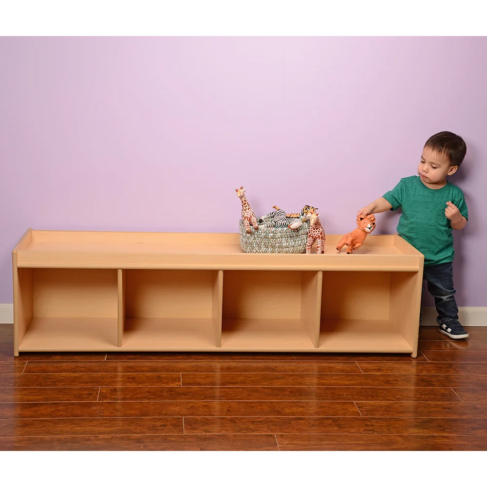 Toddler-Sized Open Storage Unit with Lip Edge | 60” Baltic Birch Shelf and Work Surface - Image 6
