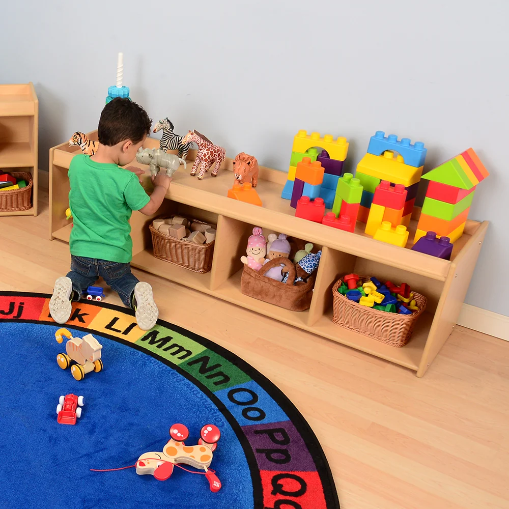 Toddler-Sized Open Storage Unit with Lip Edge | 60” Baltic Birch Shelf and Work Surface - Image 9