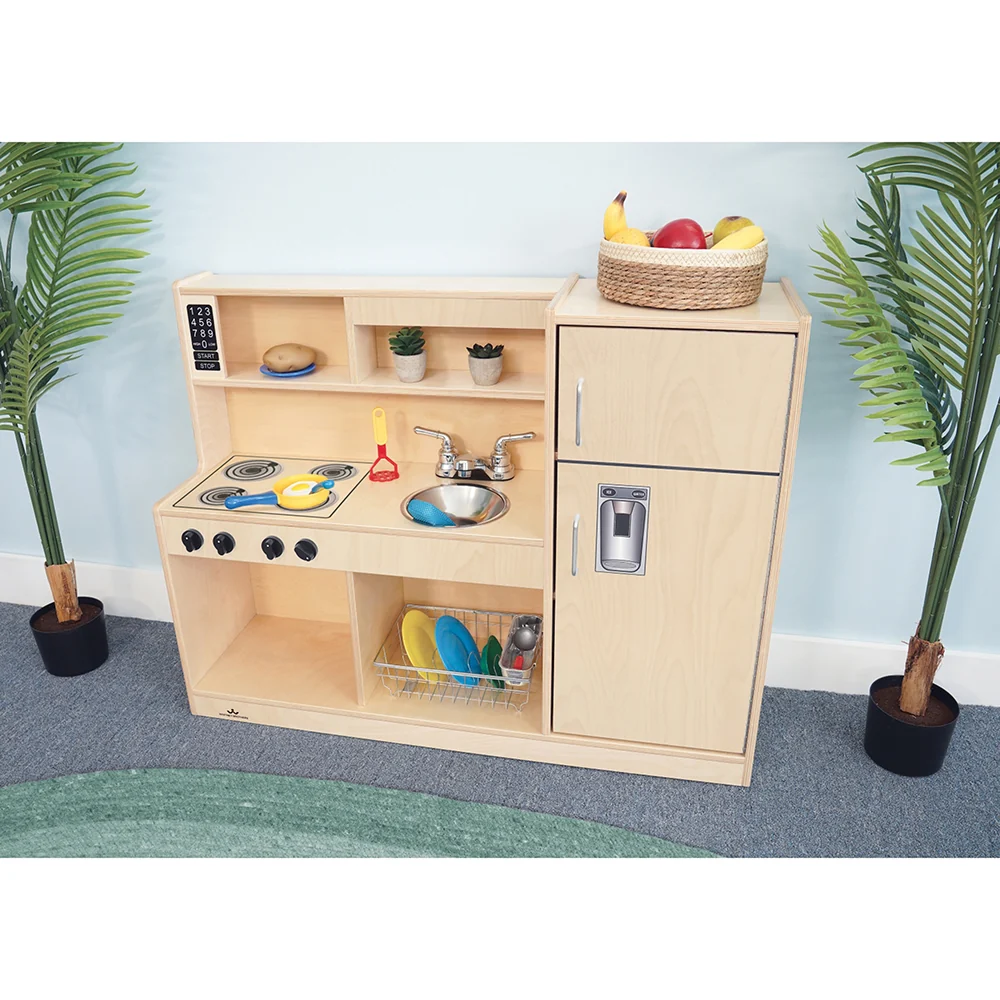 Compact Toddler Wooden Kitchen Playset with Stove, Sink, and Refrigerator - Image 3