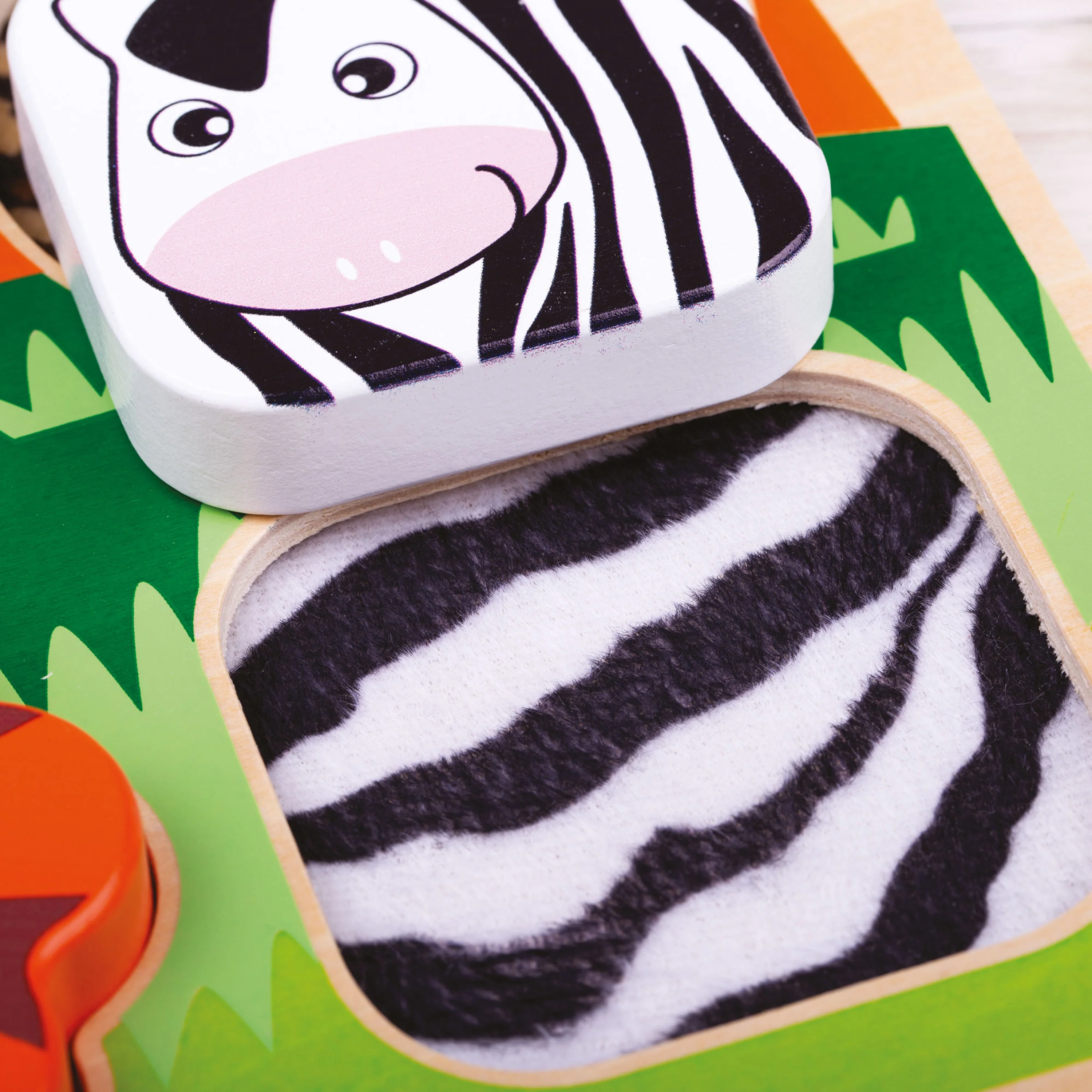 Touch and Feel Safari Puzzle | Wooden Sensory Shape Sorter with Textured Animal Pieces - Image 2