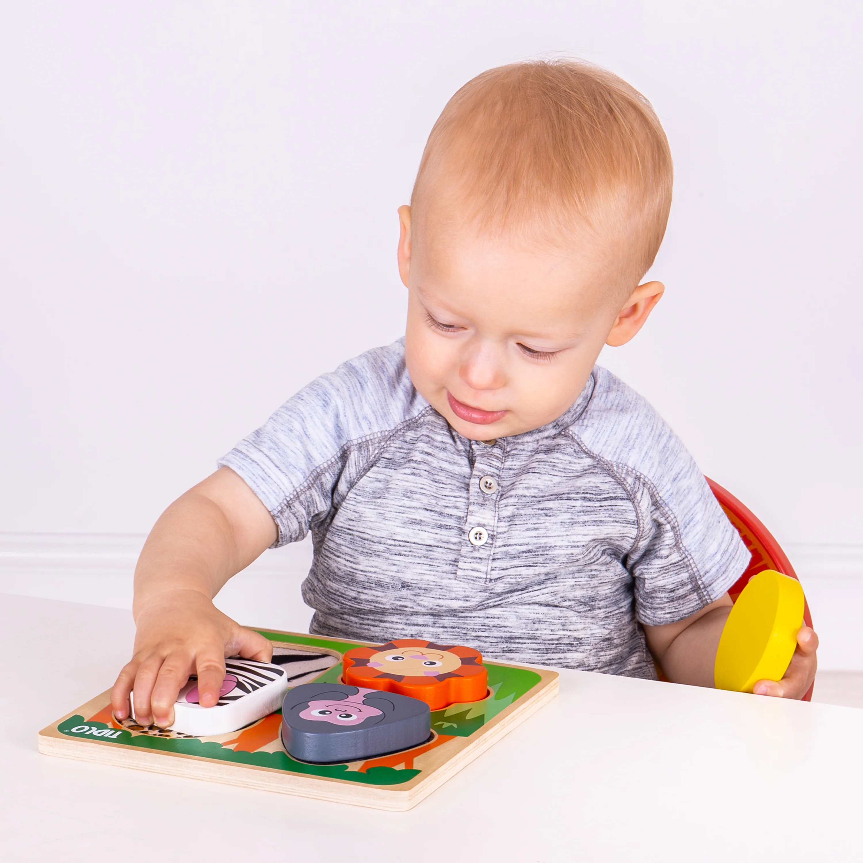 Touch and Feel Safari Puzzle | Wooden Sensory Shape Sorter with Textured Animal Pieces - Image 4