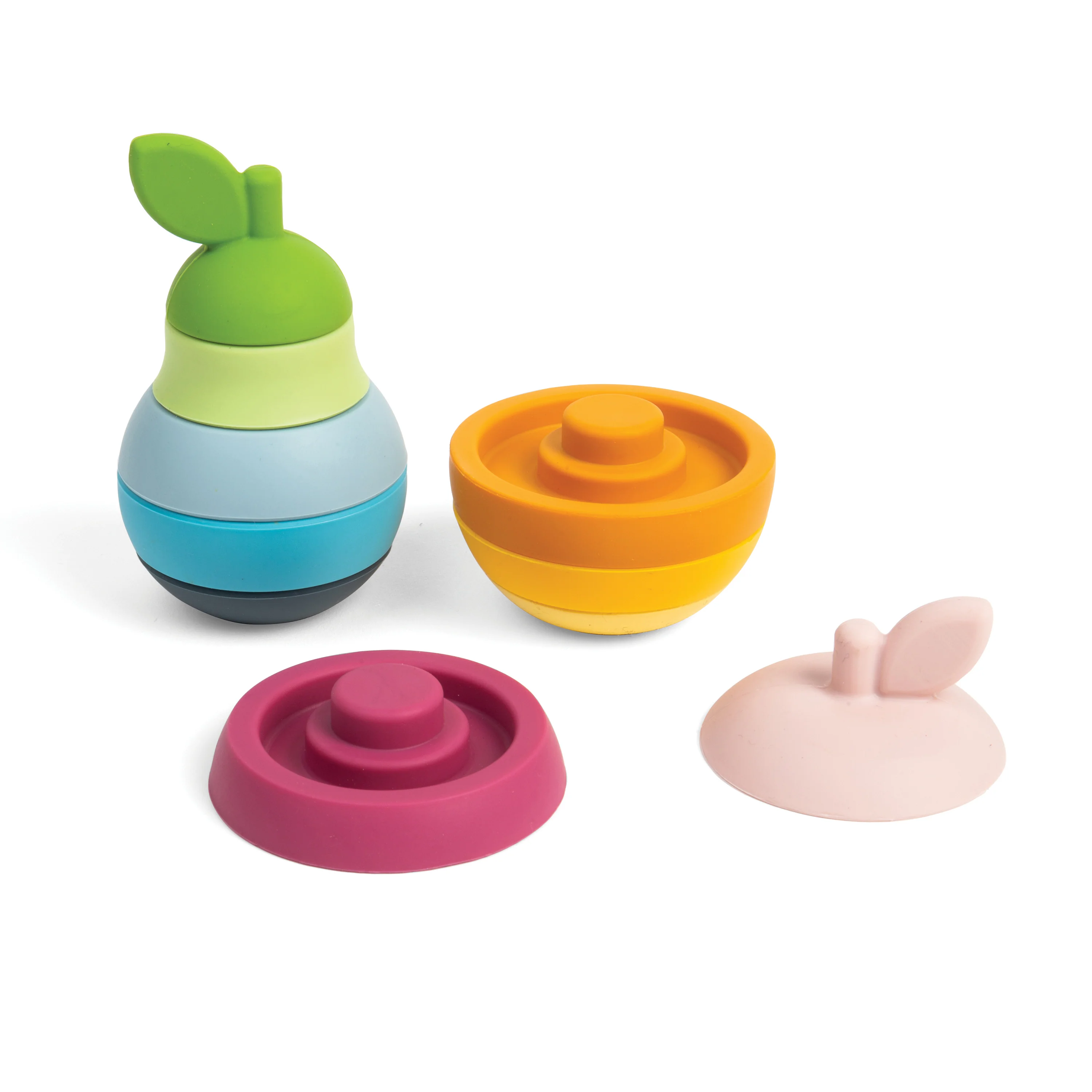 Touch and Feel Silicone Stacking Apple and Pear Set | 10 Piece Baby Stacking & Teething Toy with Soft Sensory Pieces - Image 4