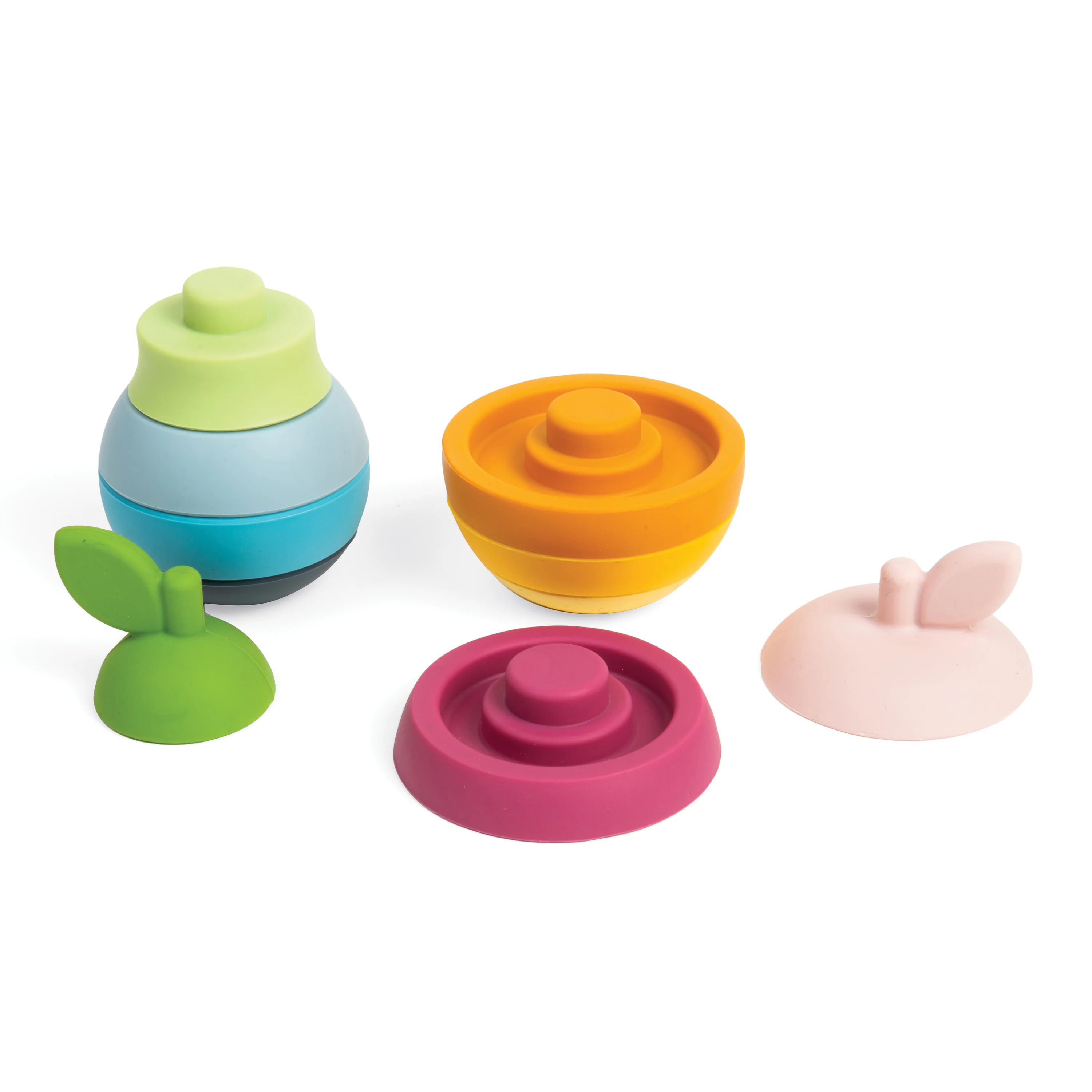 Touch and Feel Silicone Stacking Apple and Pear Set | 10 Piece Baby Stacking & Teething Toy with Soft Sensory Pieces - Image 5