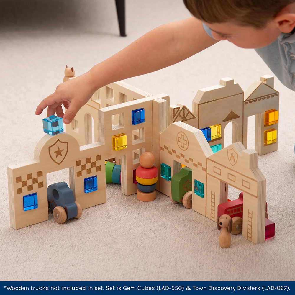 Color & Light Town Builder Set | Wooden Dividers with Gem Cubes - Image 6