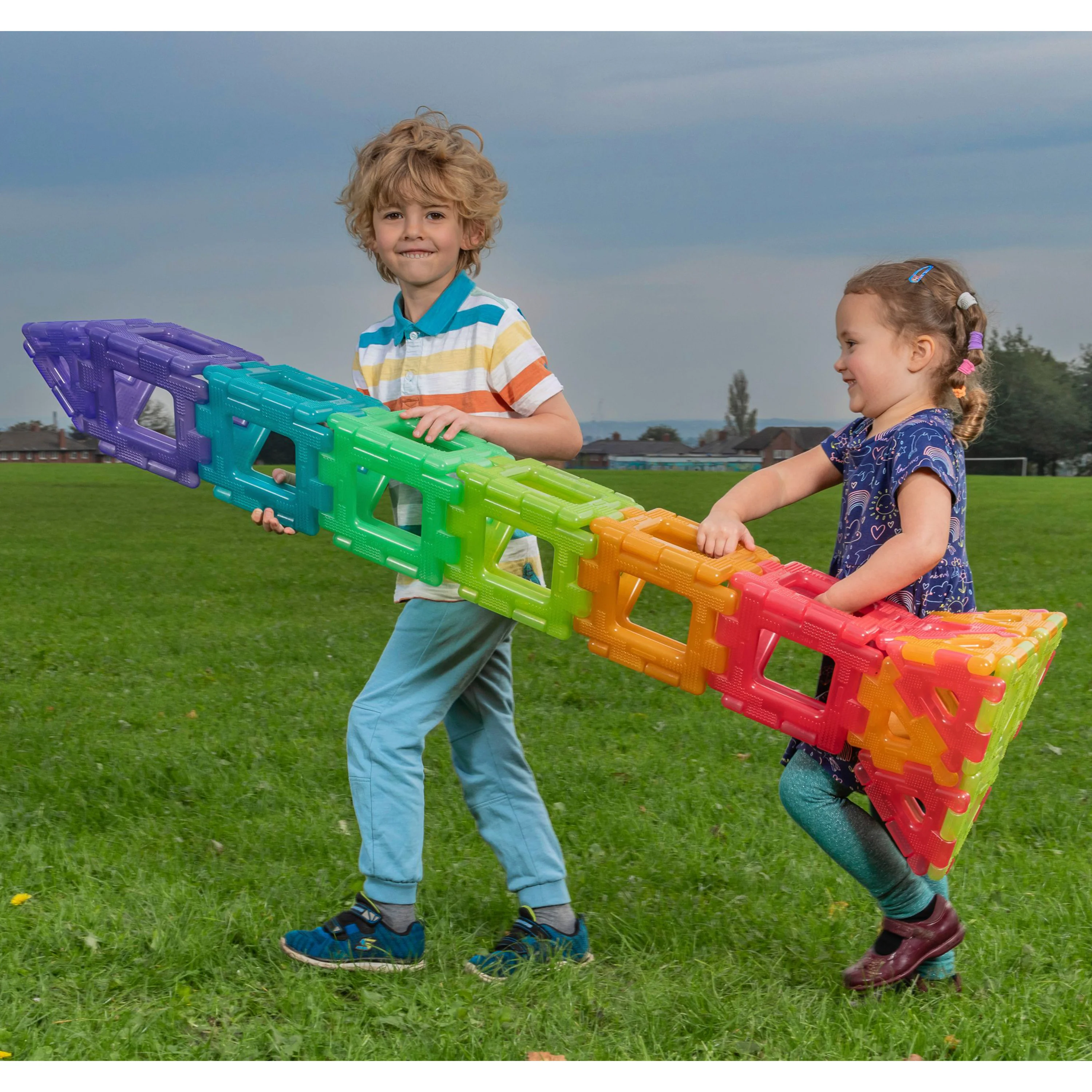 Translucent Giant Polydron 60 Piece Construction Set | Large STEM Building Shapes with Squares & Triangles - Image 4