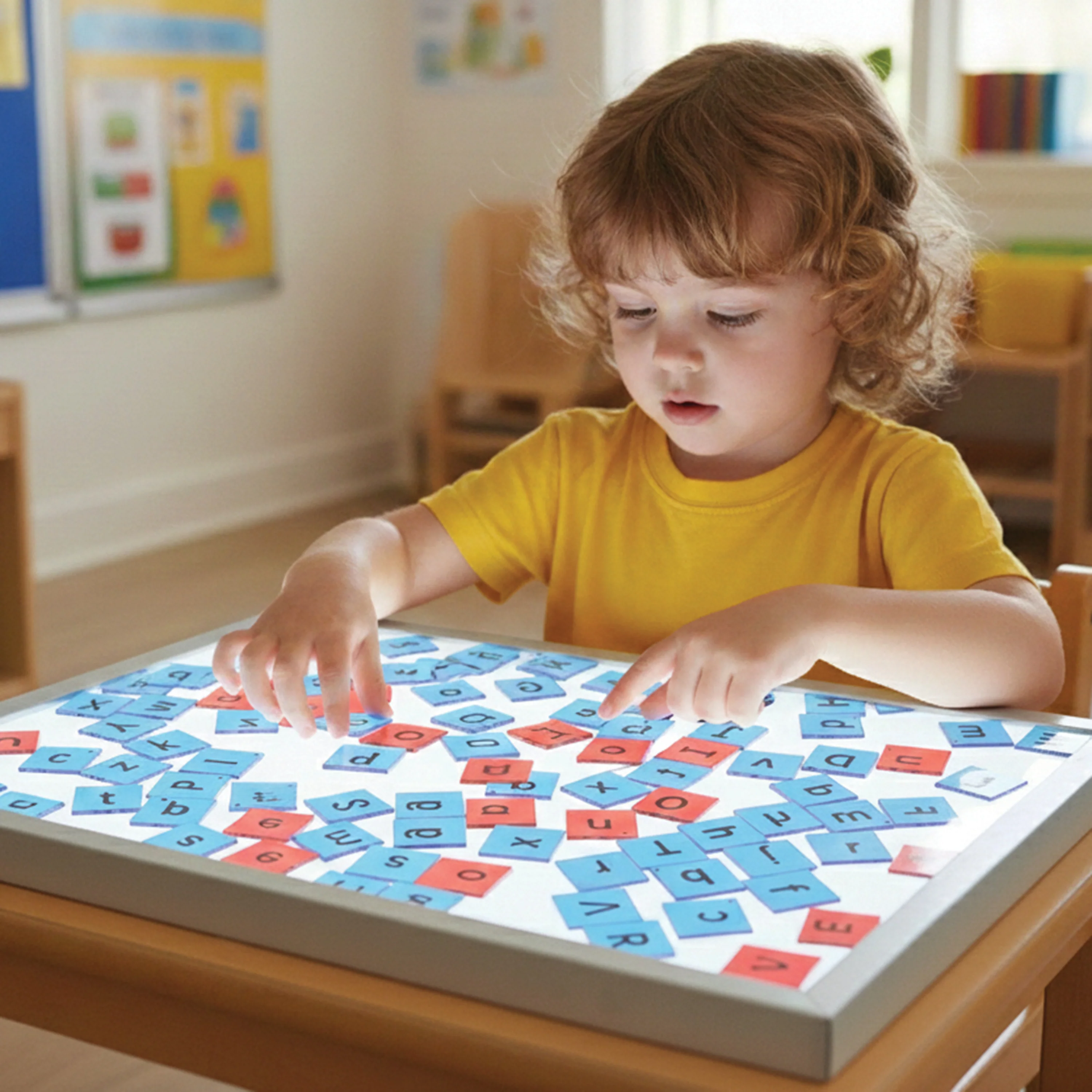 Translucent Letter Tiles | 78-Piece Light Table Alphabet Set with Red Vowels & Blue Consonants - Image 2