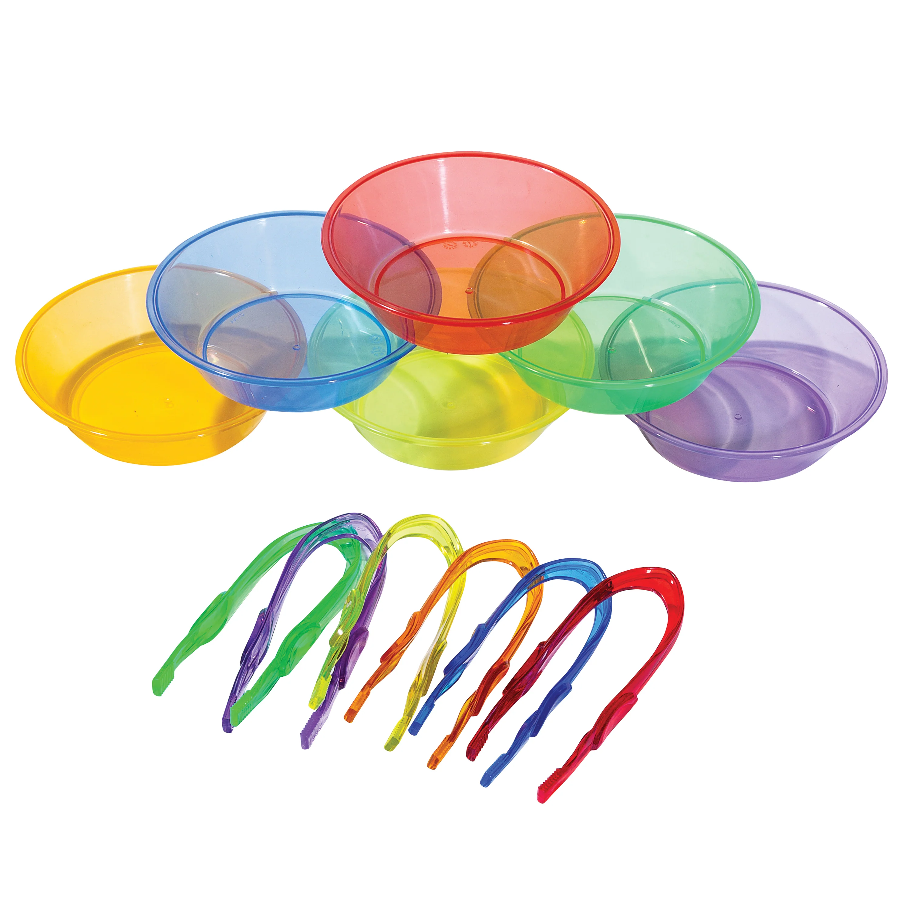 Translucent Sorting Bowls & Tweezers | 12-Piece Color Sorting, Fine Motor, and Light Table Sensory Play Set