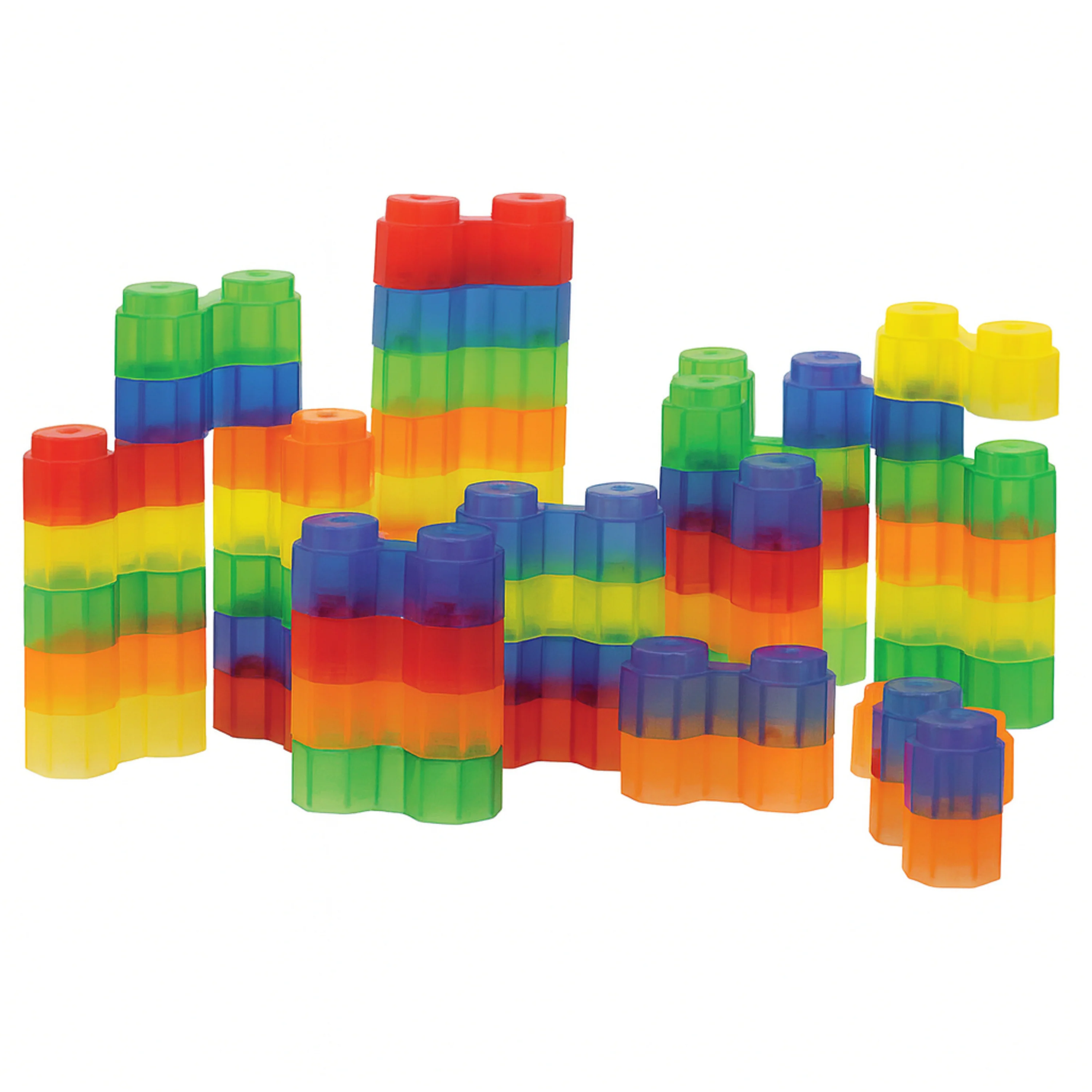 Translucent Twin Blocks | 48-Piece Interlocking Building Set for Light Table Play, Early Engineering & Fine Motor Development