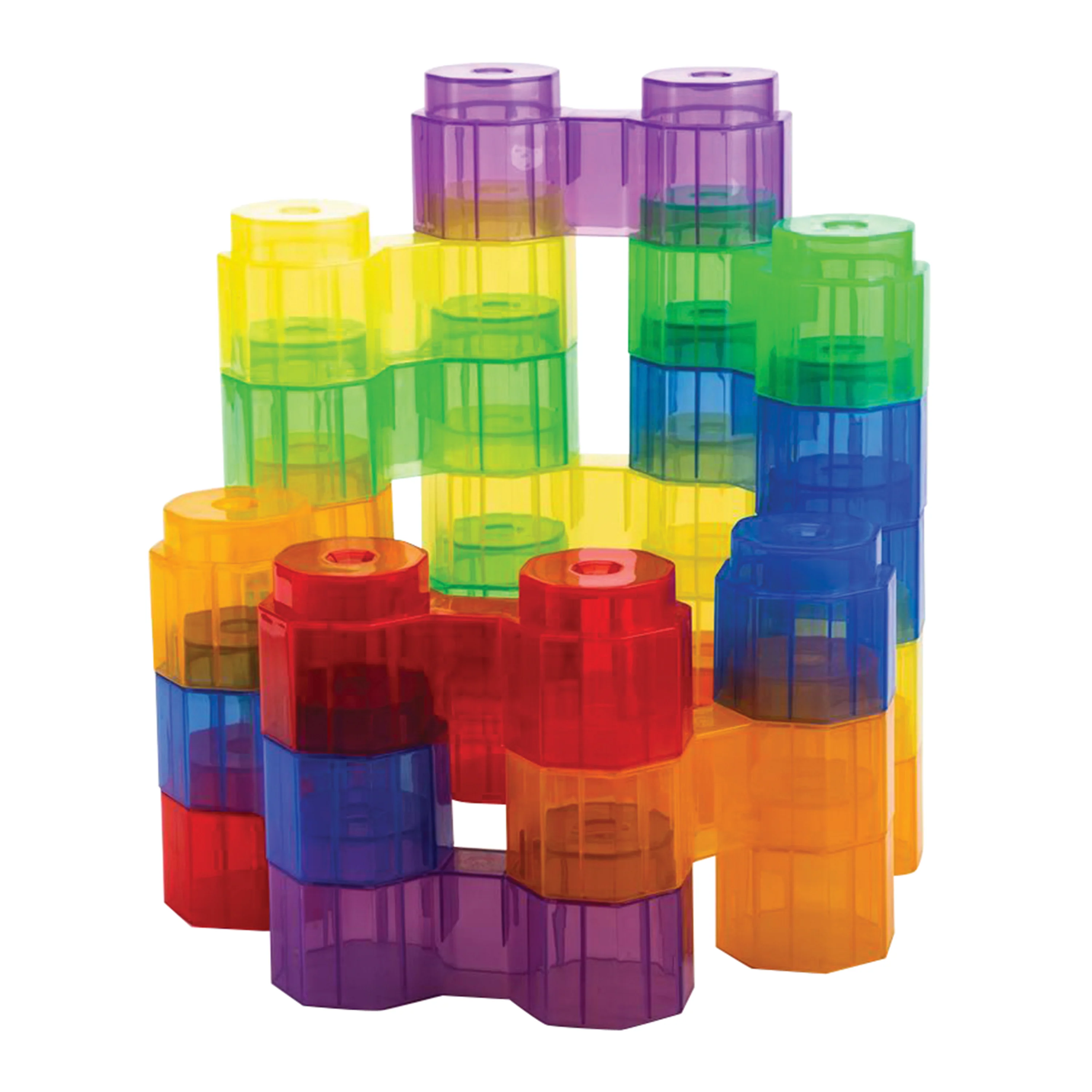 Translucent Twin Blocks | 48-Piece Interlocking Building Set for Light Table Play, Early Engineering & Fine Motor Development - Image 3