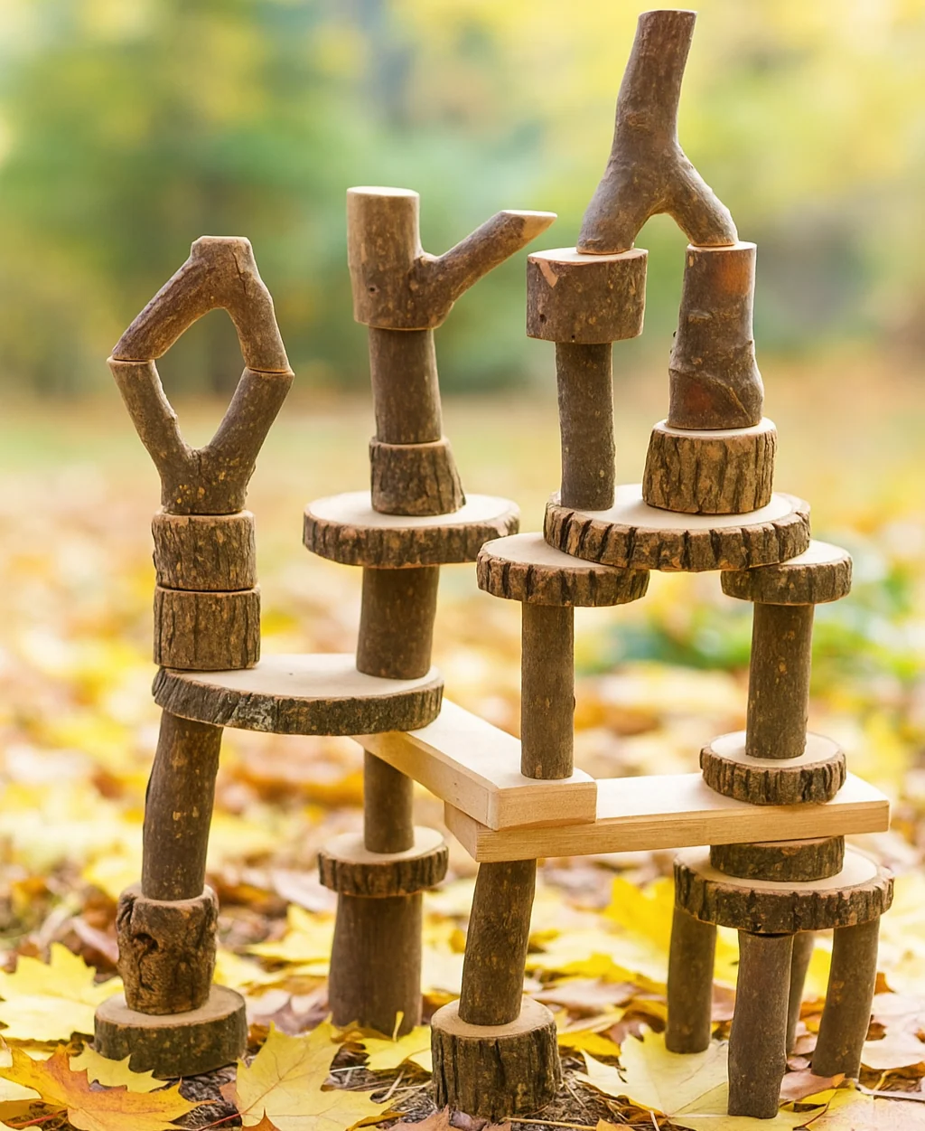 Tree Blocks with Bark | 36-Piece Eco-Friendly Set - Image 2