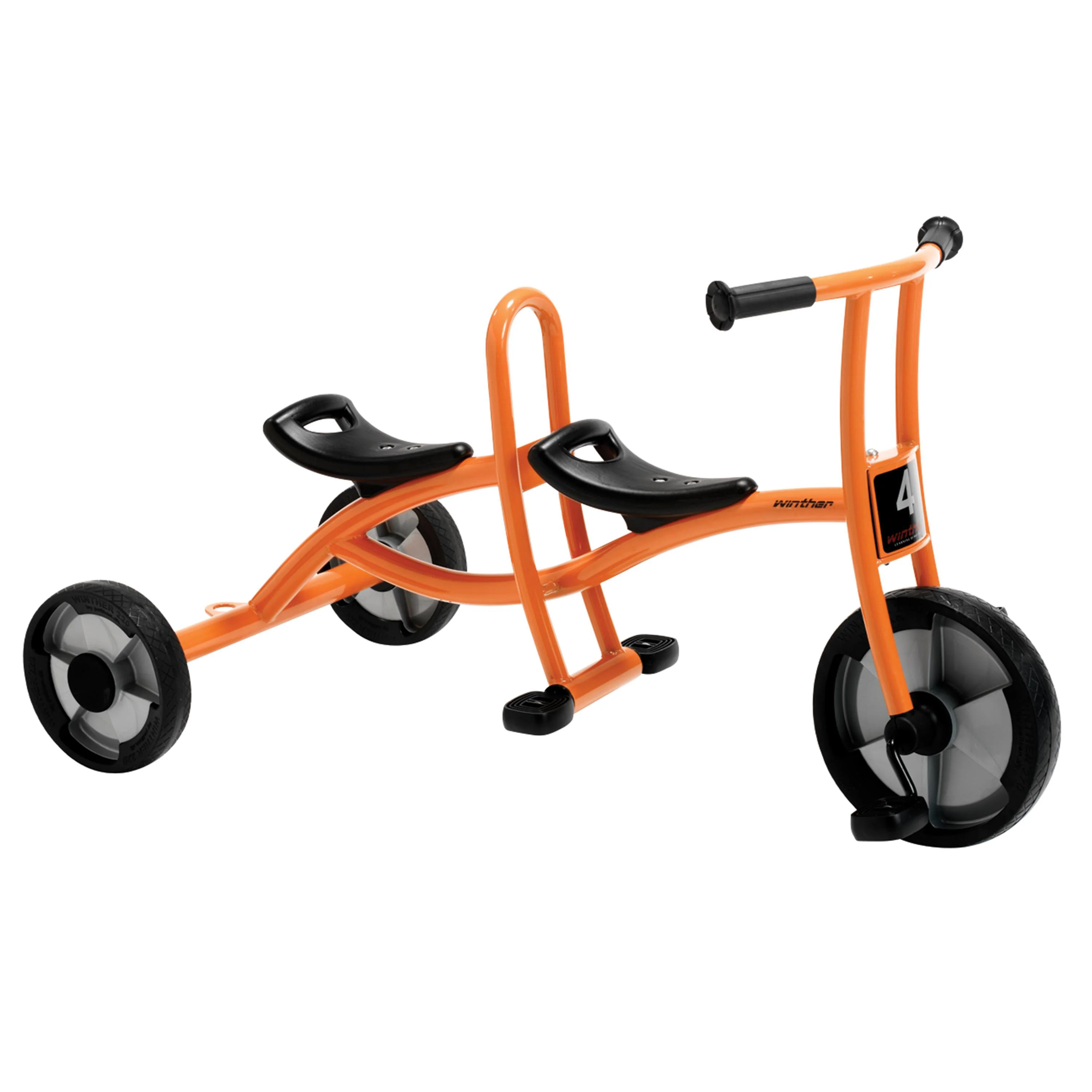 Trike-For-Two Dual Seat Playground Tricycle | Cooperative Ride-On Trike