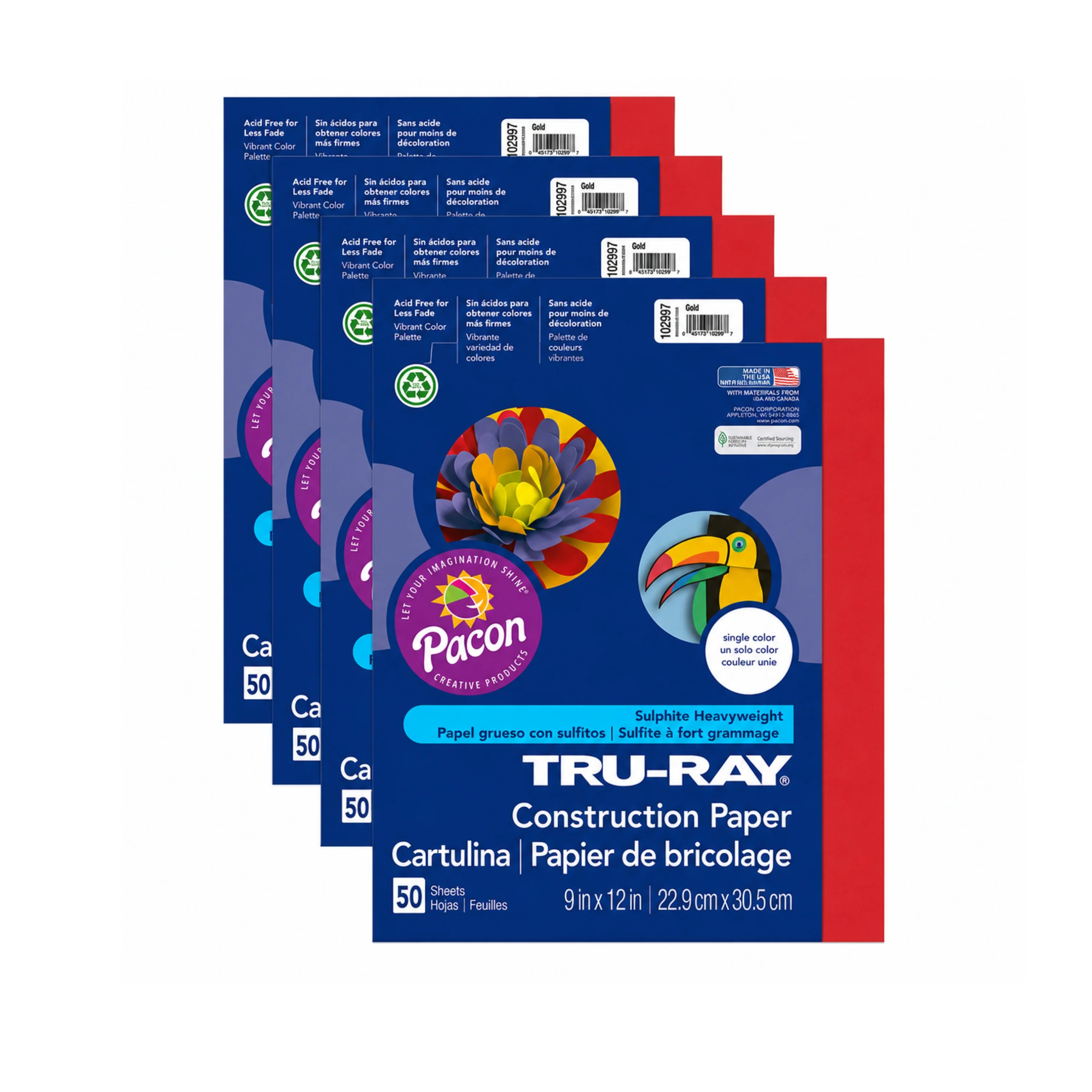 Tru-Ray Heavyweight Construction Paper - 250 Sheets - Holiday Red - 9" x 12"