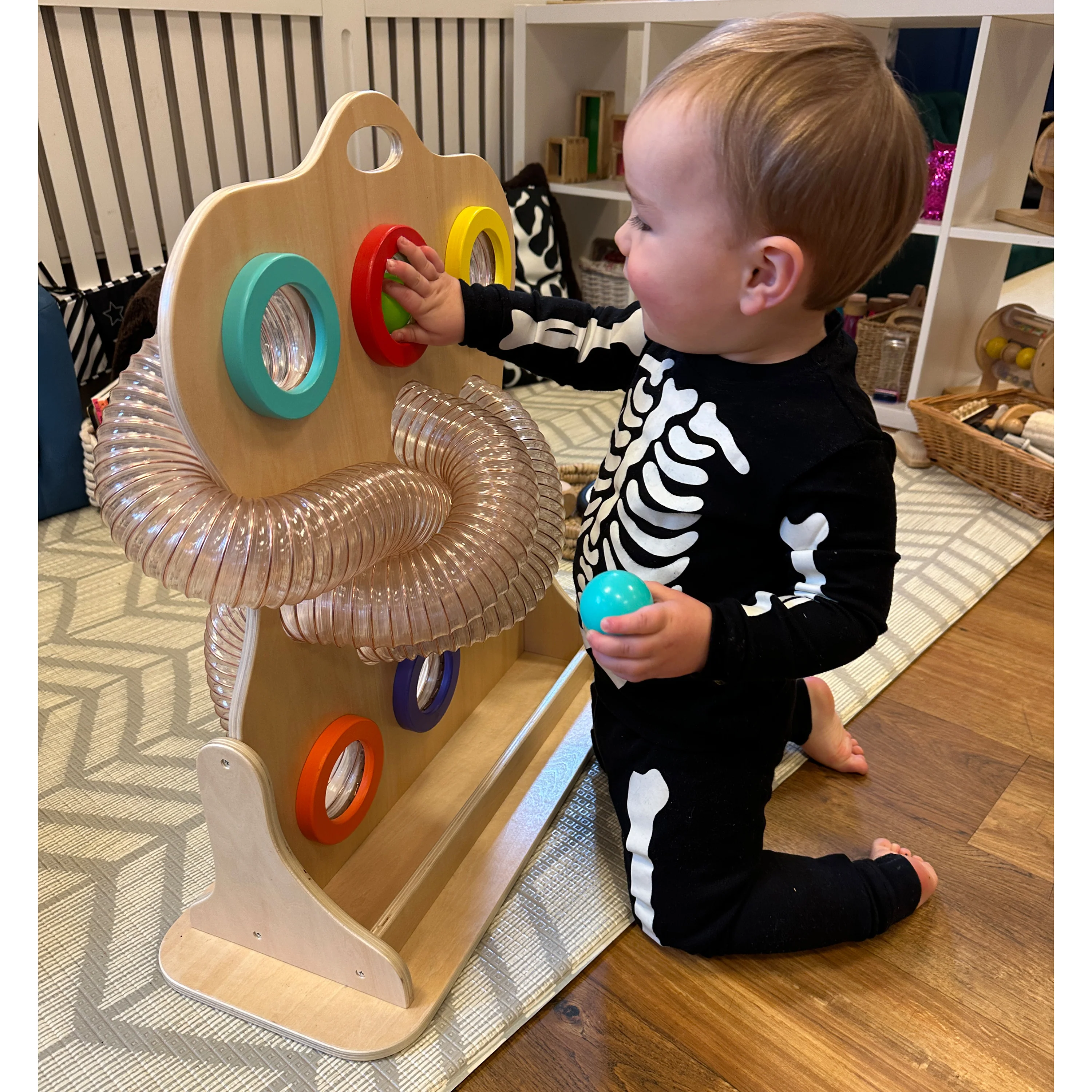 Twist and Turn Tubie Wooden Ball Drop Toy | Gross Motor, Coordination & Sensory Learning Activity - Image 4