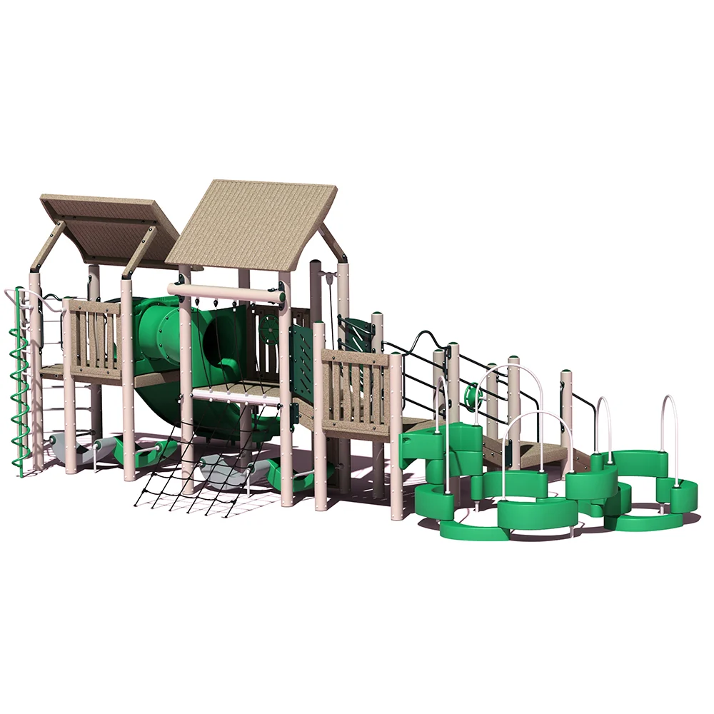 Unity Climbing Playground | Recycled Metal & Plastic | Multi-Level Play with Shade, Tunnel Crawl, and Quiet Spaces