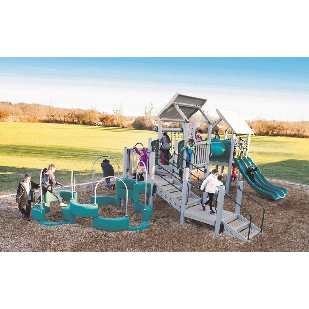 Unity Climbing Playground | Recycled Metal & Plastic | Multi-Level Play with Shade, Tunnel Crawl, and Quiet Spaces - Image 2