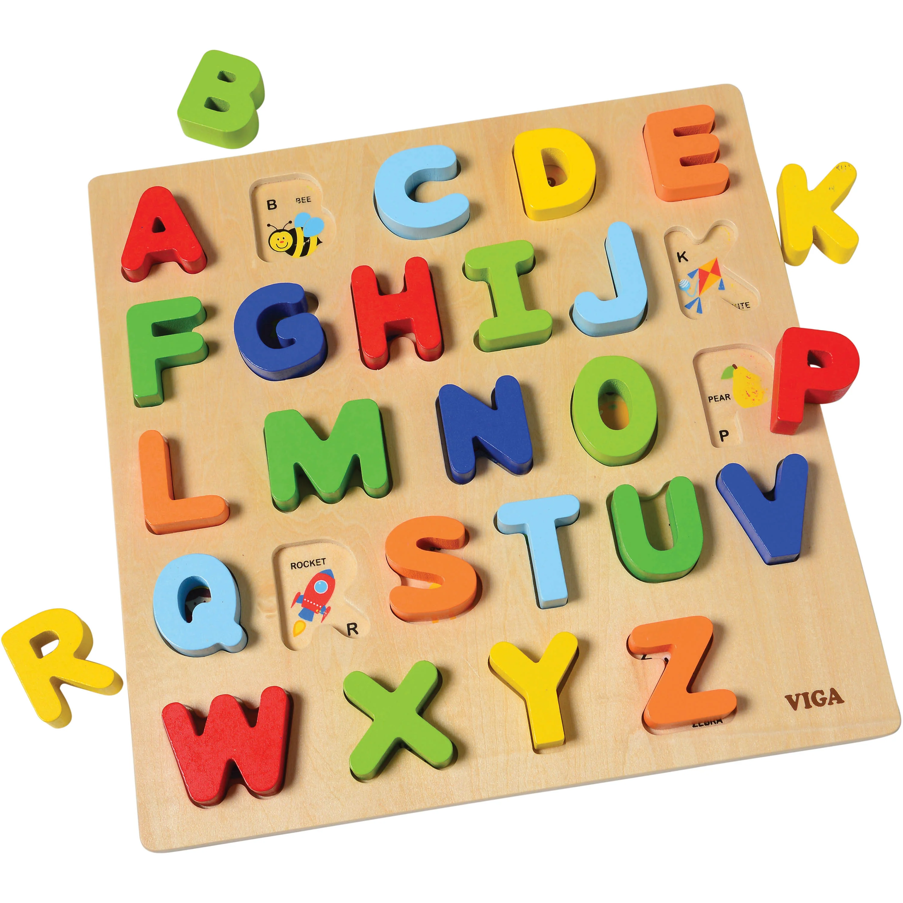 Wooden Uppercase Alphabet Puzzle | Colorful ABC Block Matching Tray & Letters - Image 3