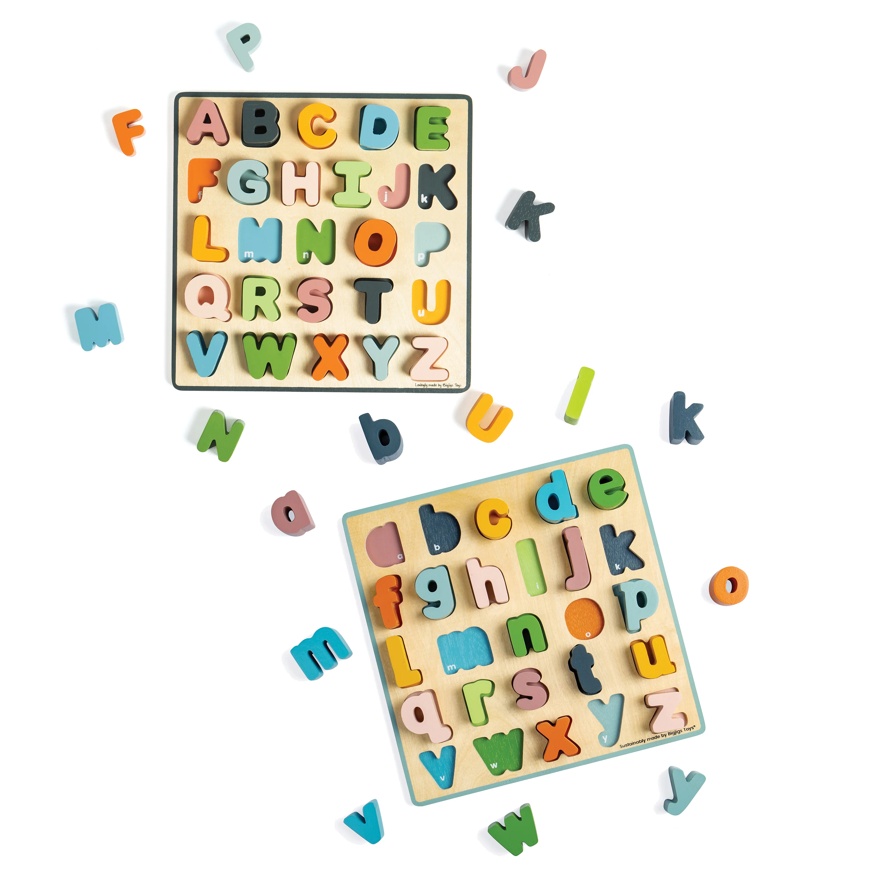 Wooden Uppercase & Lowercase Alphabet Puzzle Set | FSC®-Certified ABC Toddler Learning Toy - Image 2
