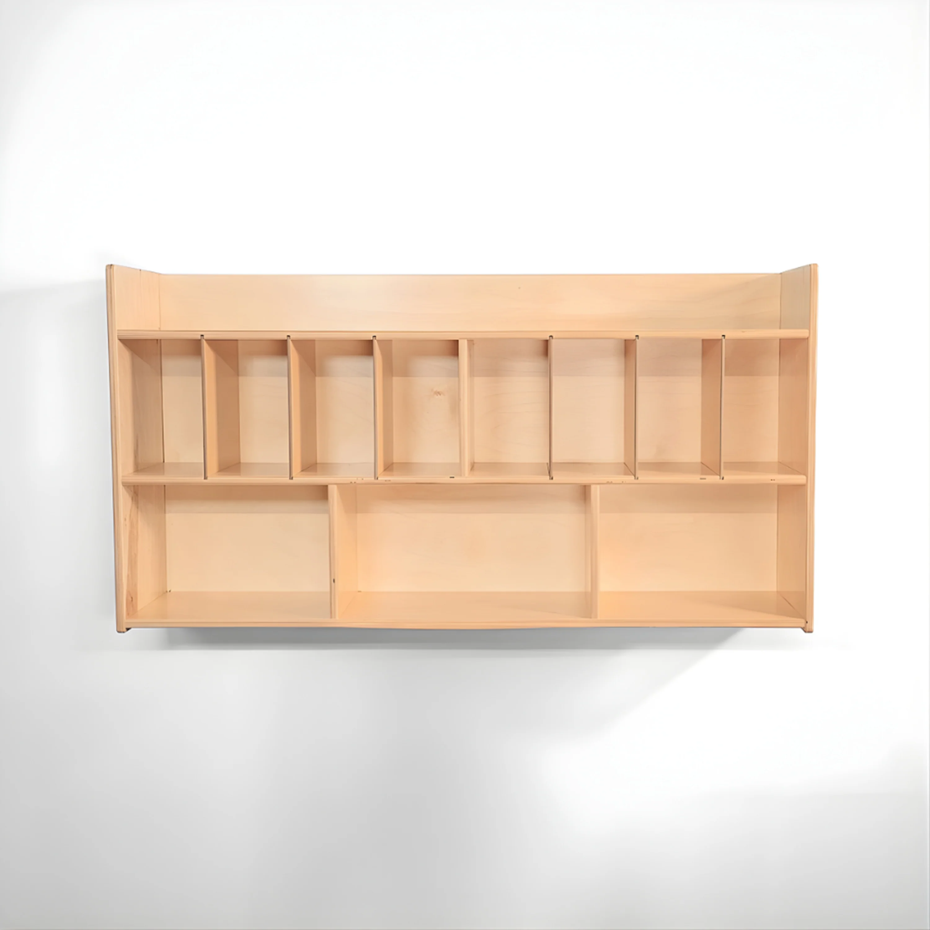 Wall Mounted Eight Cubby Diaper Cabinet | Birch Plywood Storage Organizer with Adjustable Dividers & Non-Toxic Finish