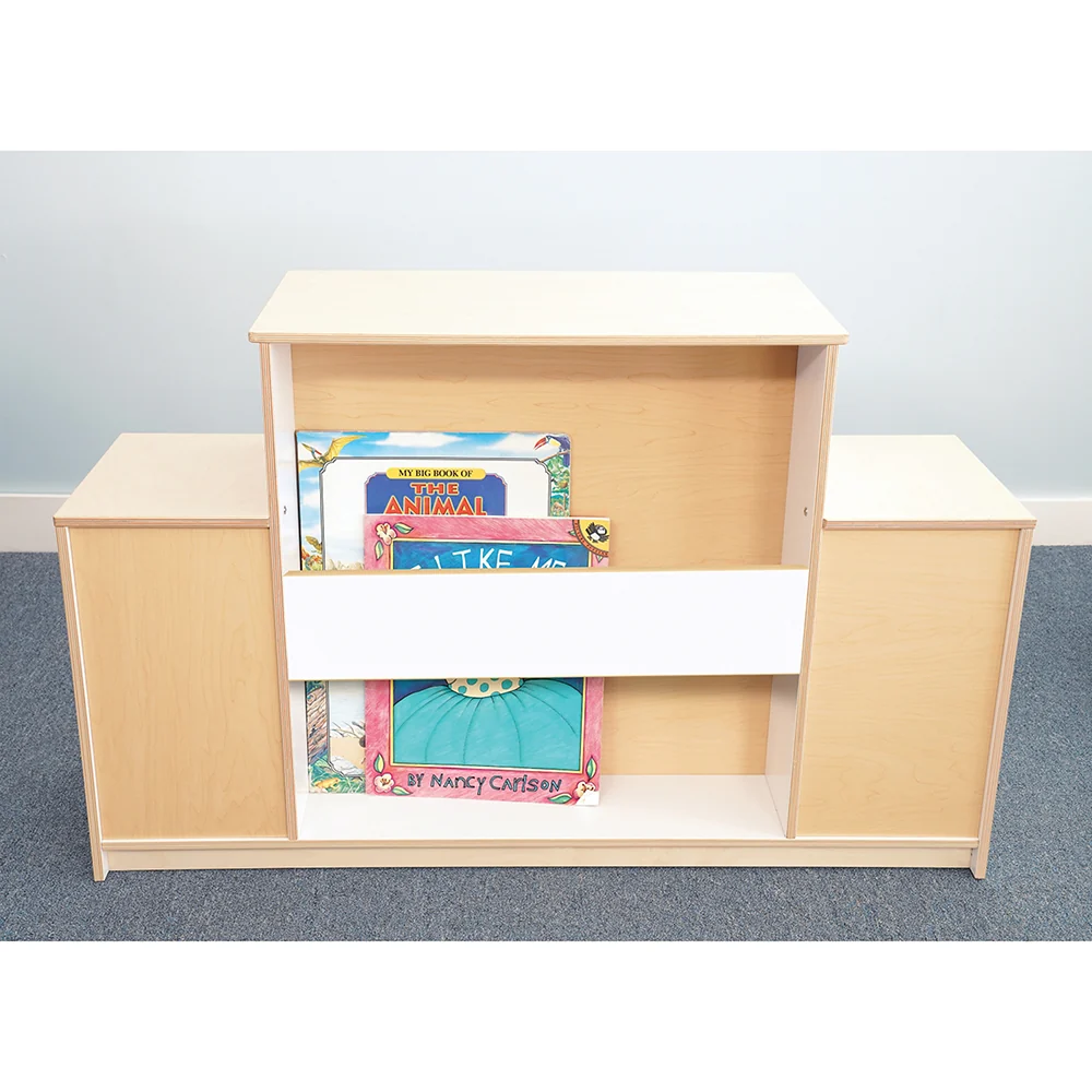 Classroom Warm And Welcoming Fireplace | Cozy White Display with Adjustable Shelves & Book Storage - Image 2