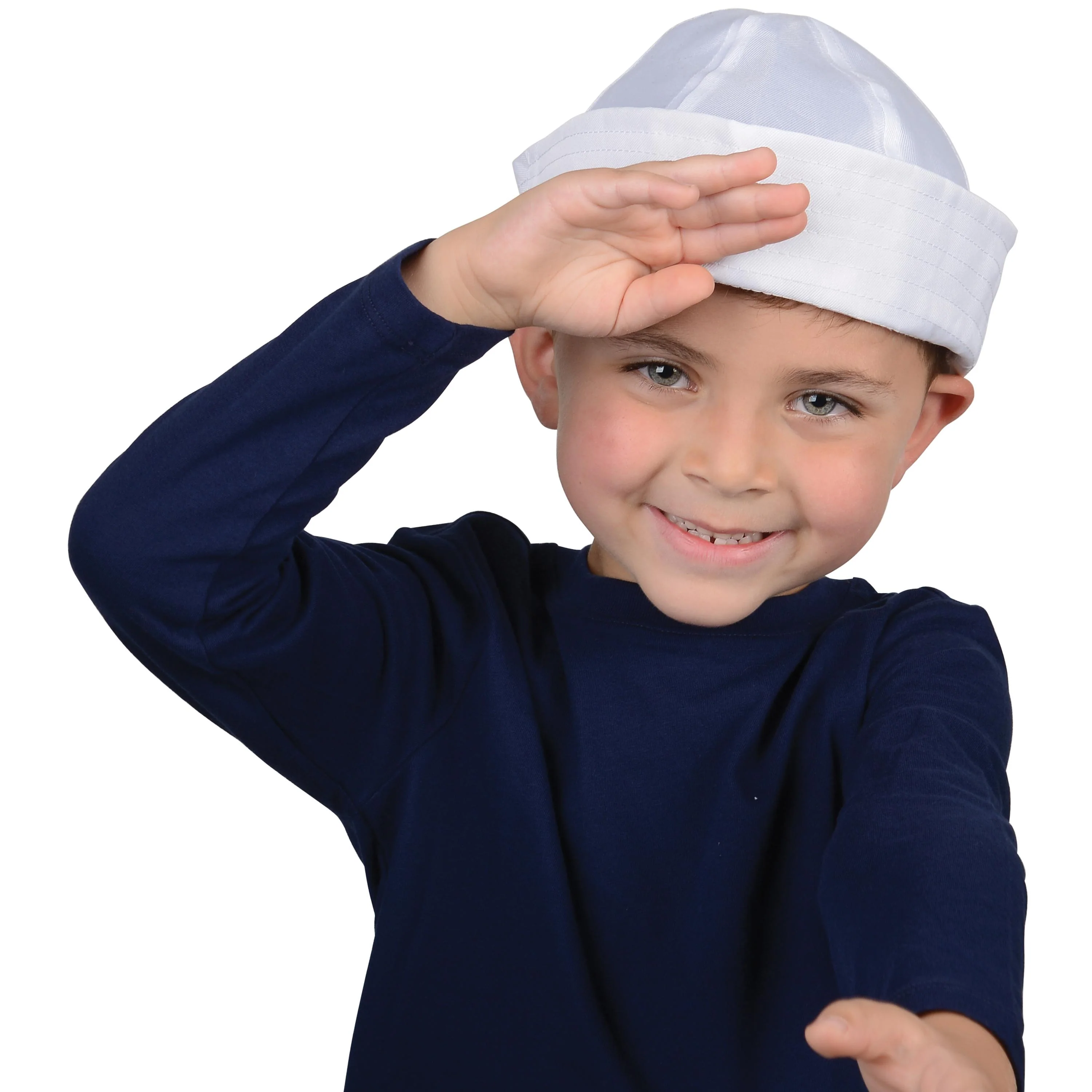 White Sailor Hat for Kids – Nautical Costume & Dress-Up Cap - Image 2