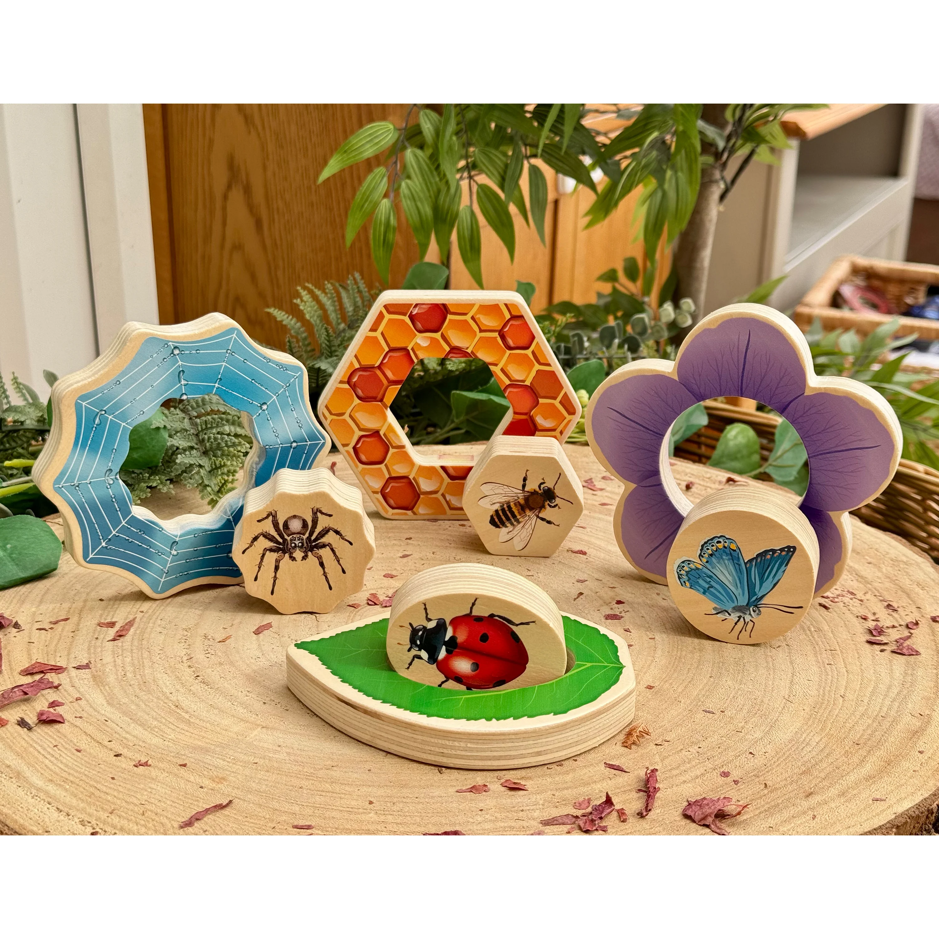 Who’s Hiding Garden Bugs Wooden Puzzle Set | Double-Sided Toddler Puzzle with Hidden Insects & Habitat Scenes