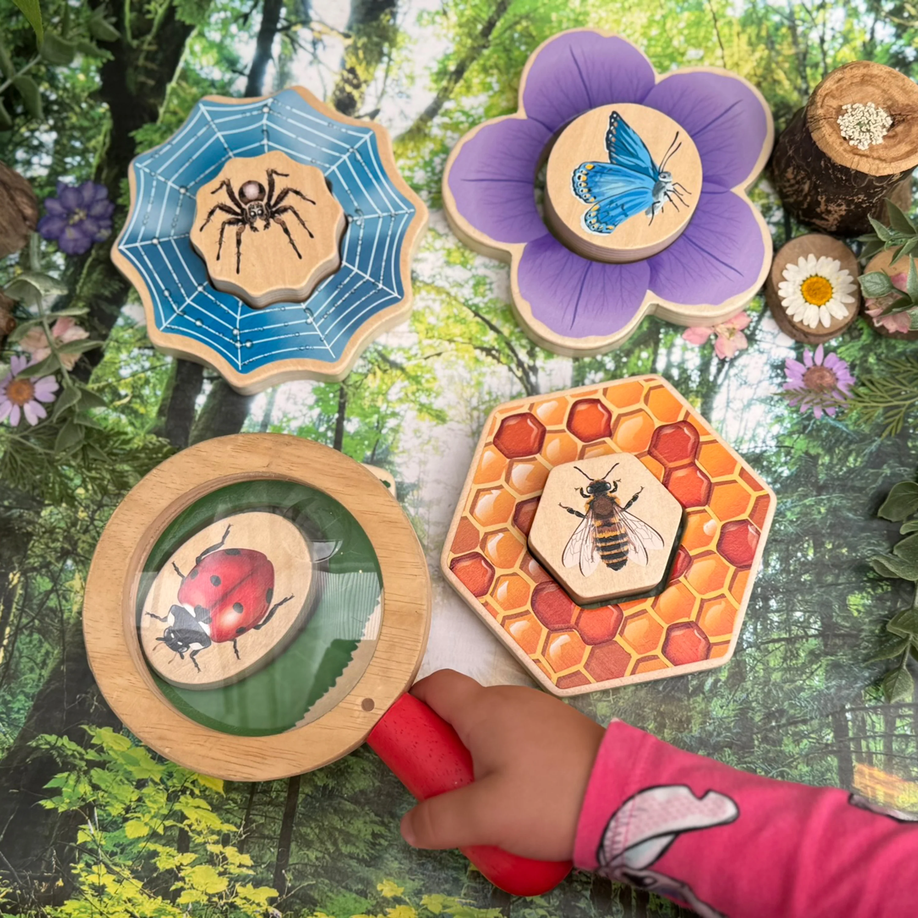 Who’s Hiding Garden Bugs Wooden Puzzle Set | Double-Sided Toddler Puzzle with Hidden Insects & Habitat Scenes - Image 10