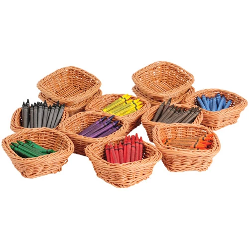 5" Mini Plastic Wicker Baskets - Set of 12 - Image 3