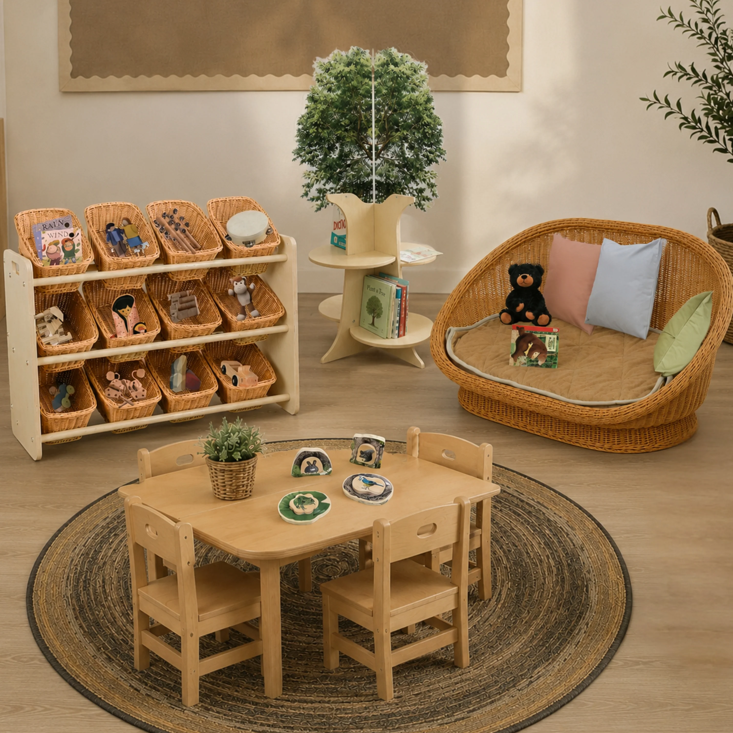 Wicker Reading Couch with Cushion | Natural Cosy Sofa Seating - Image 3