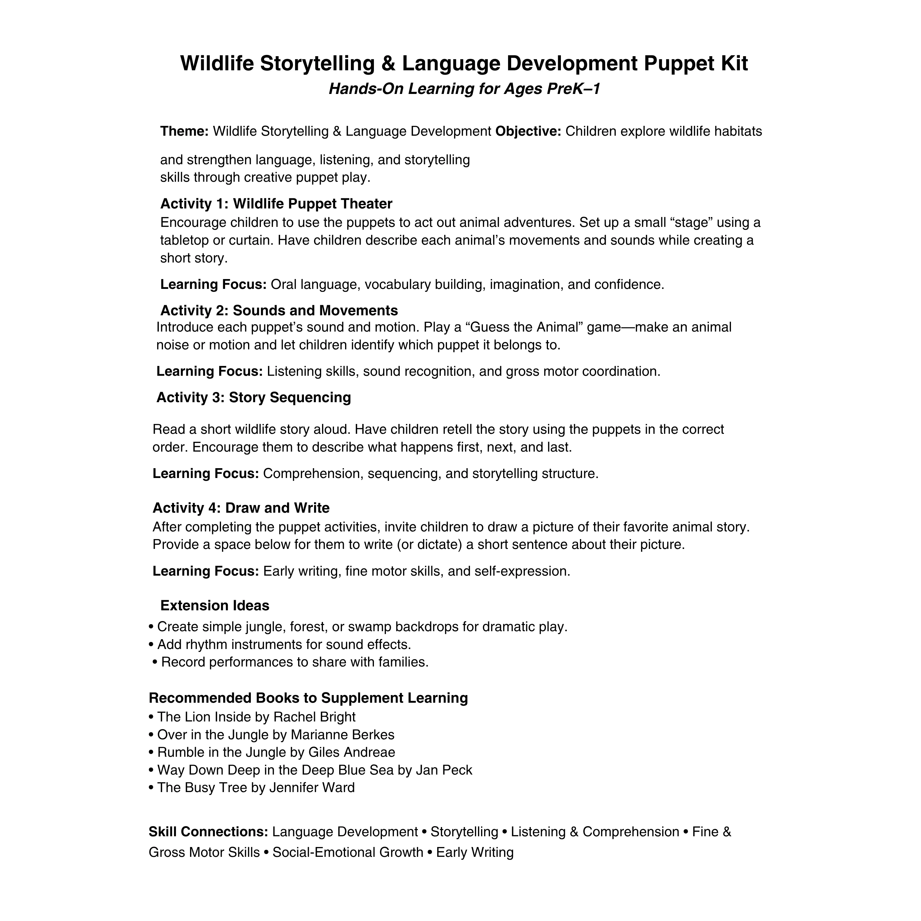 Wildlife Storytelling and Language Development Puppet Kit - Image 2