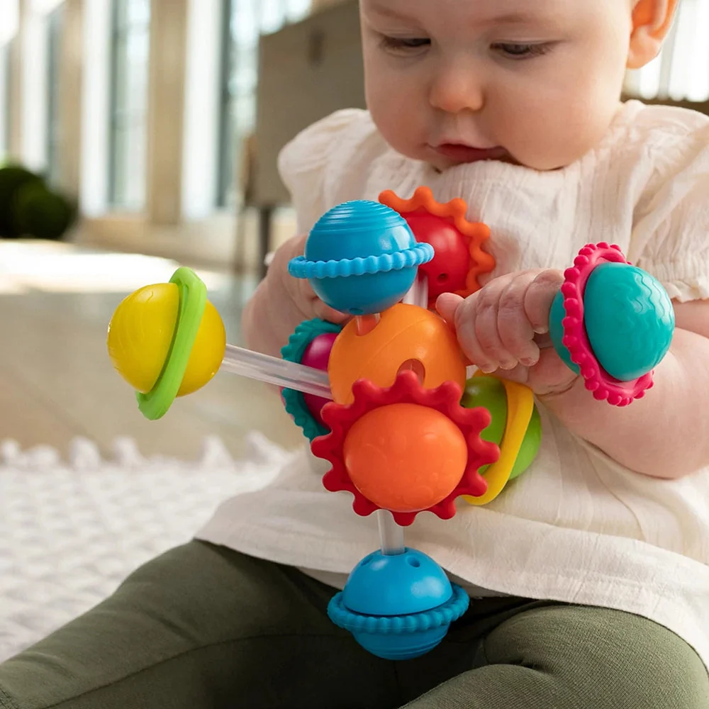 Wimzle Sensory Discovery Toy | Spinning Orbs & Silicone Rings - Image 3