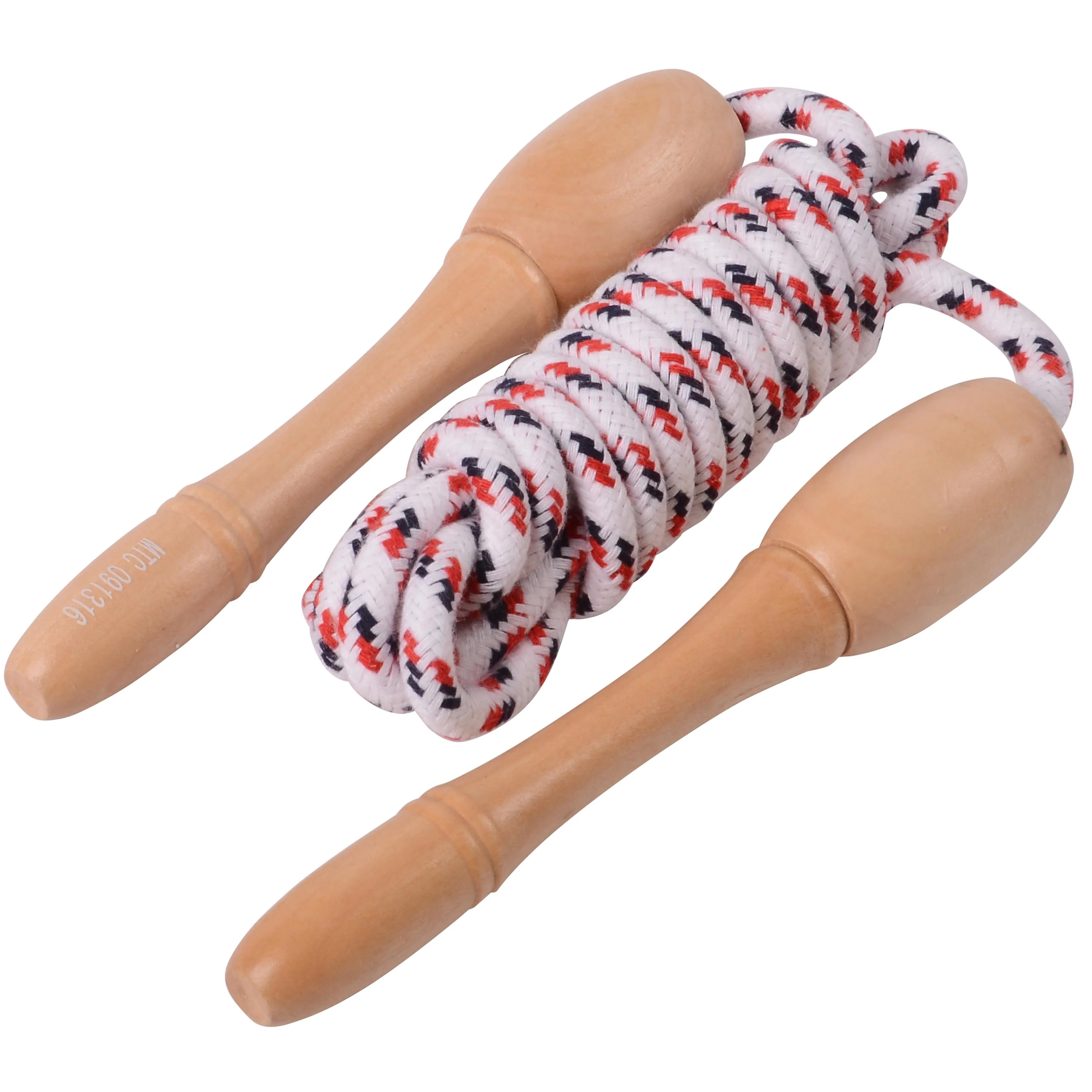 Wood Handle Jump Rope | Classic Braided Playground Jump Rope with Smooth Wooden Handles - Image 2