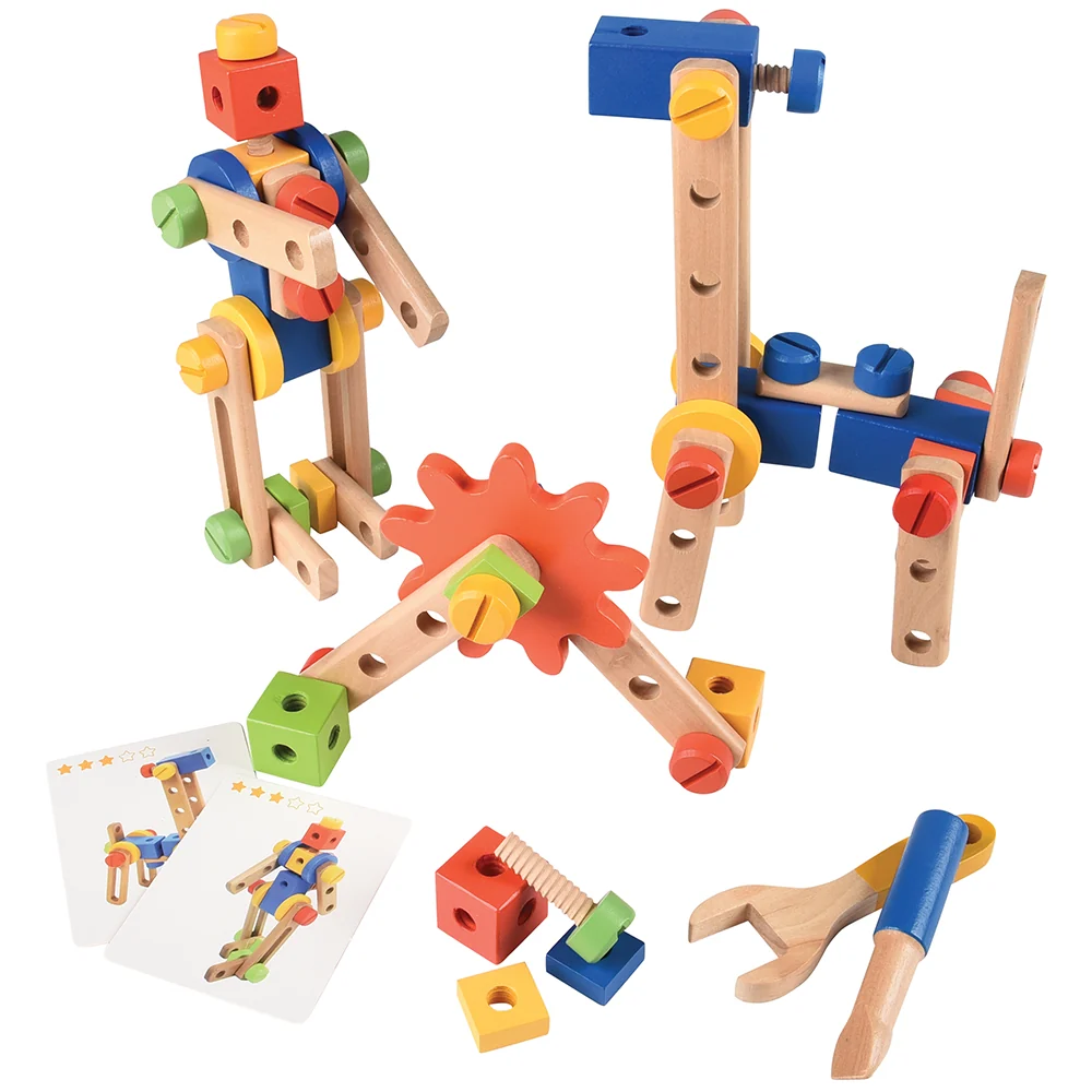 Wood Nut & Bolt Builder Set | 84 Piece STEM Activity Kit - Image 2