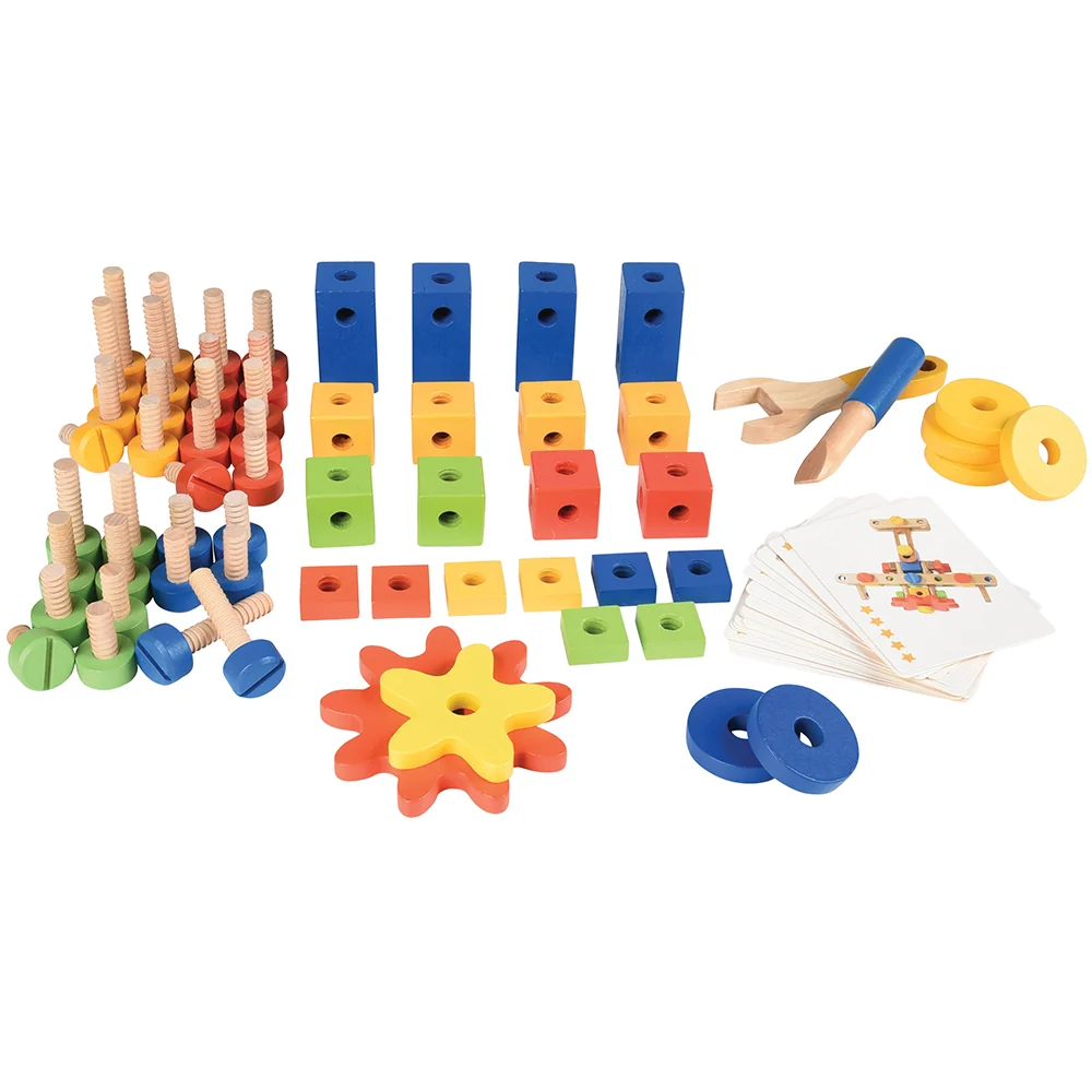 Wood Nut & Bolt Builder Set | 84 Piece STEM Activity Kit - Image 3